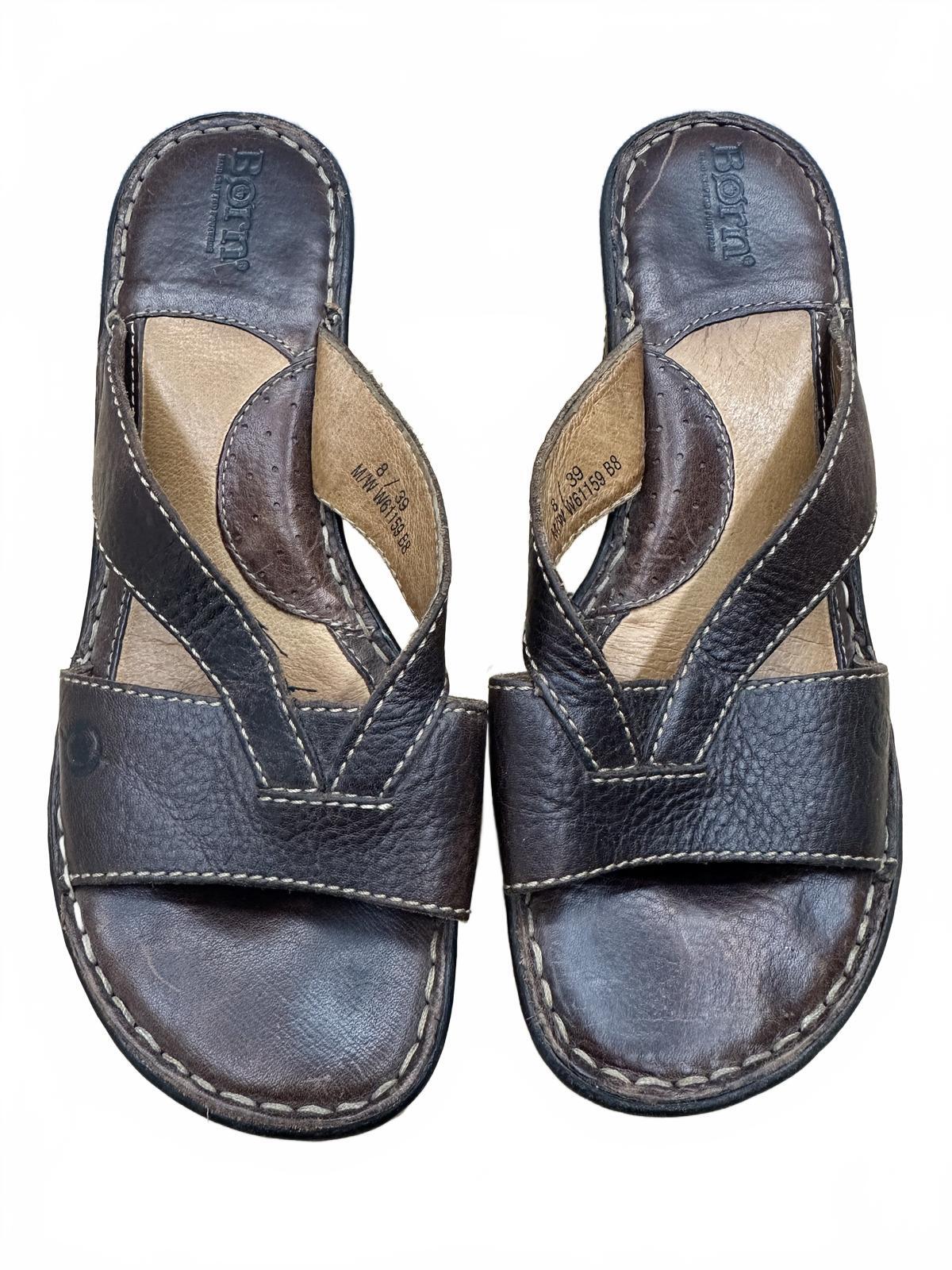 Born Brown Leather Wedge Sandals Classic Summer