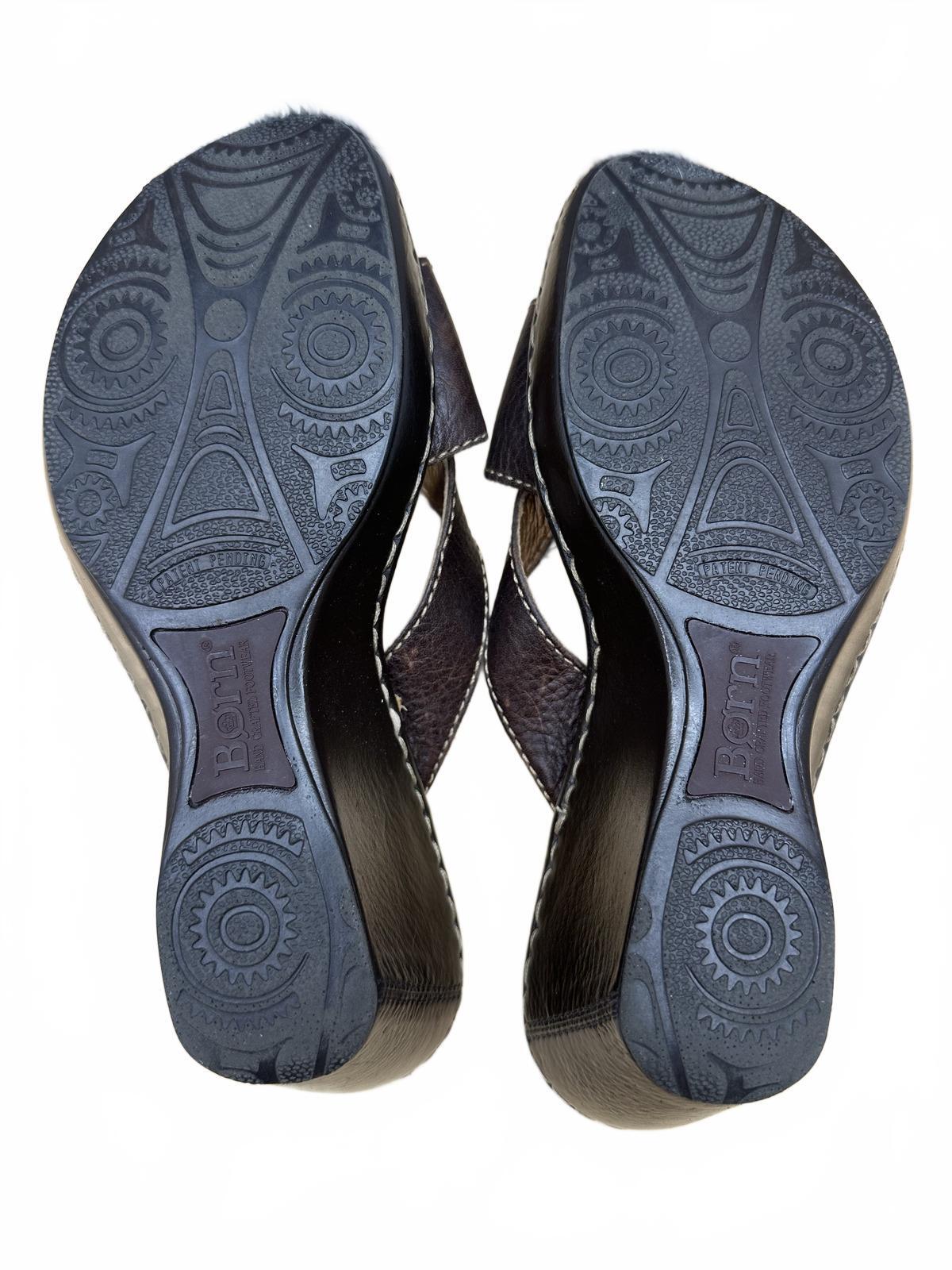 Born Brown Leather Wedge Sandals Classic Summer