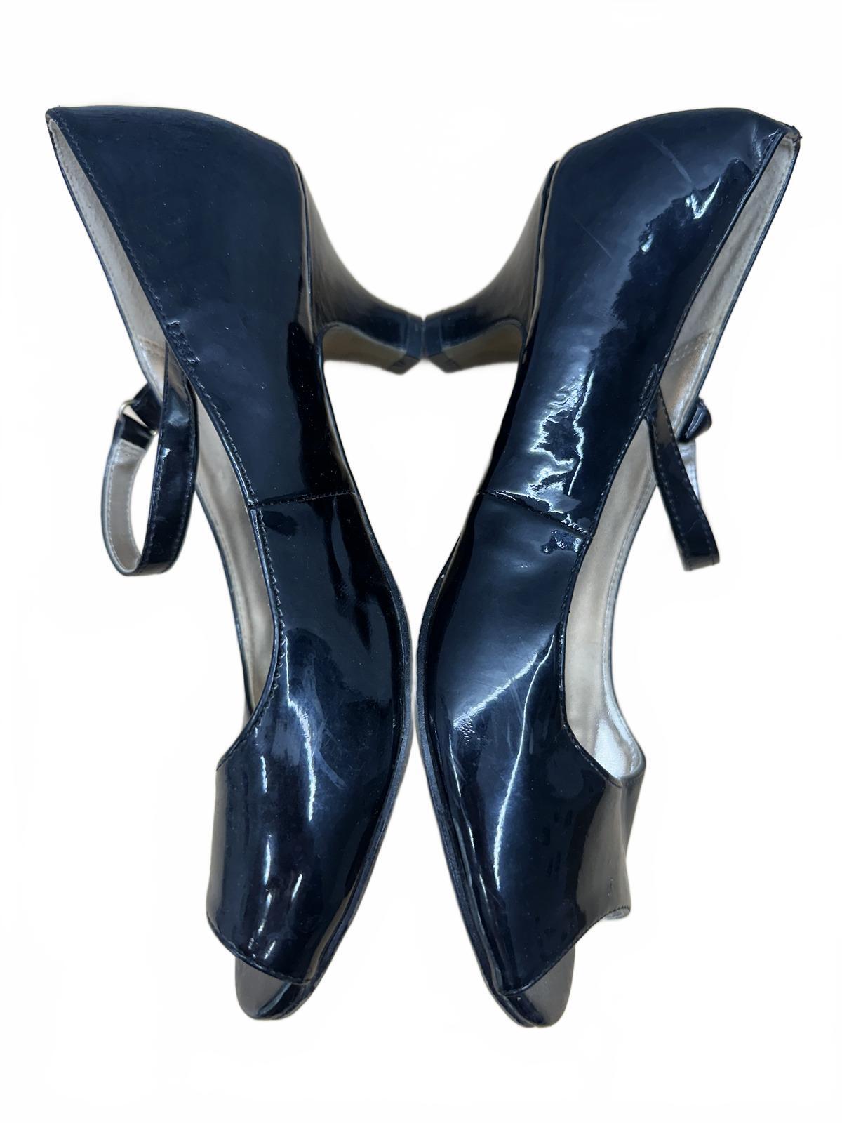 SMARTfit Black Patent Leather Peep Toe Mary Jane Heels