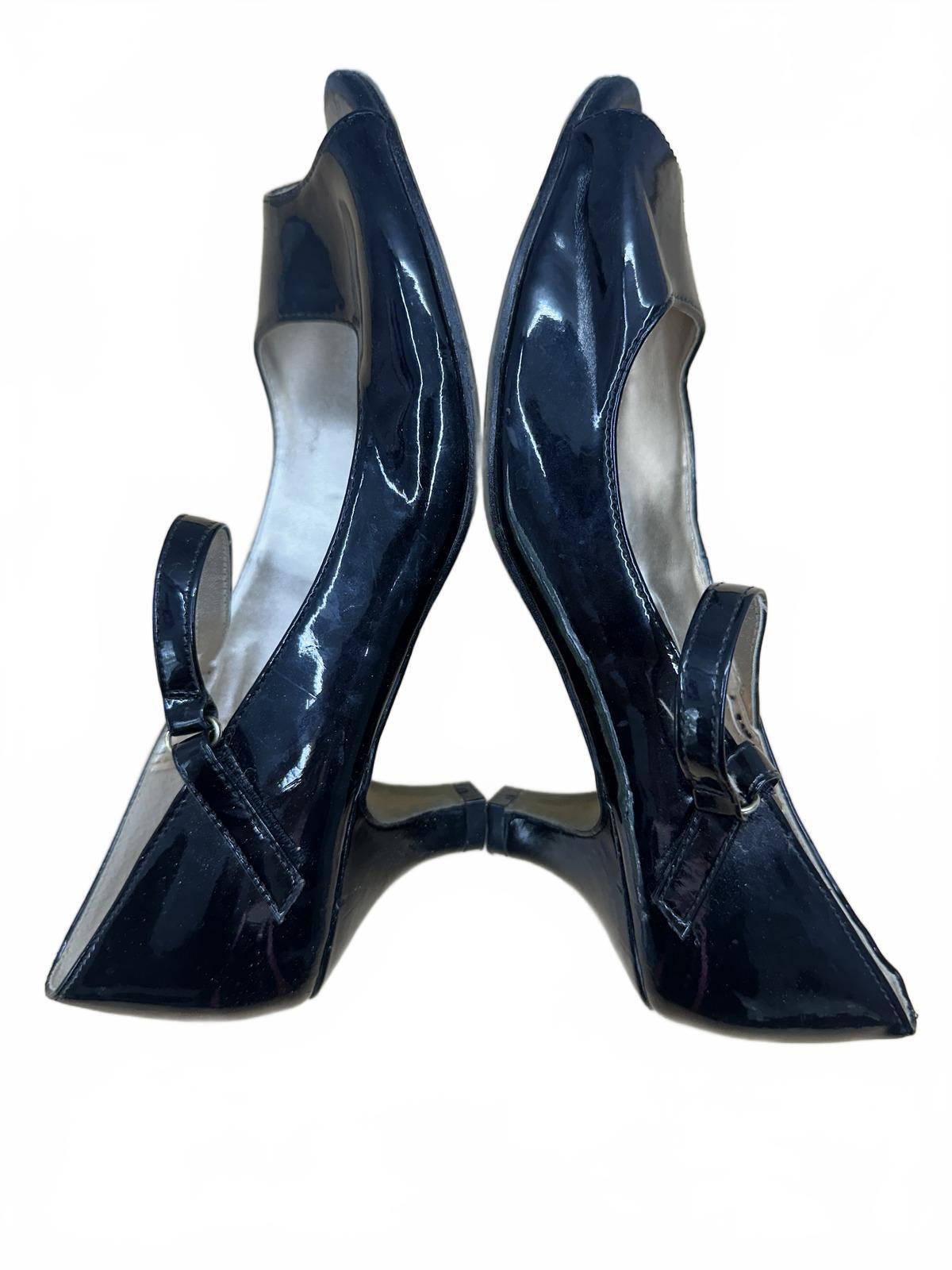 SMARTfit Black Patent Leather Peep Toe Mary Jane Heels