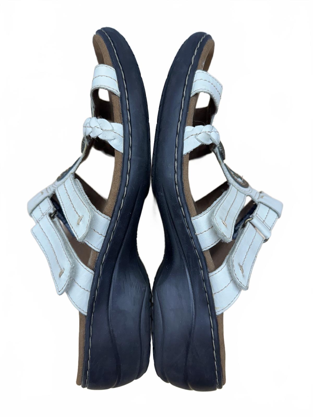 Cobb Hill White Strappy Slide Sandals with Braided and Circular Accents