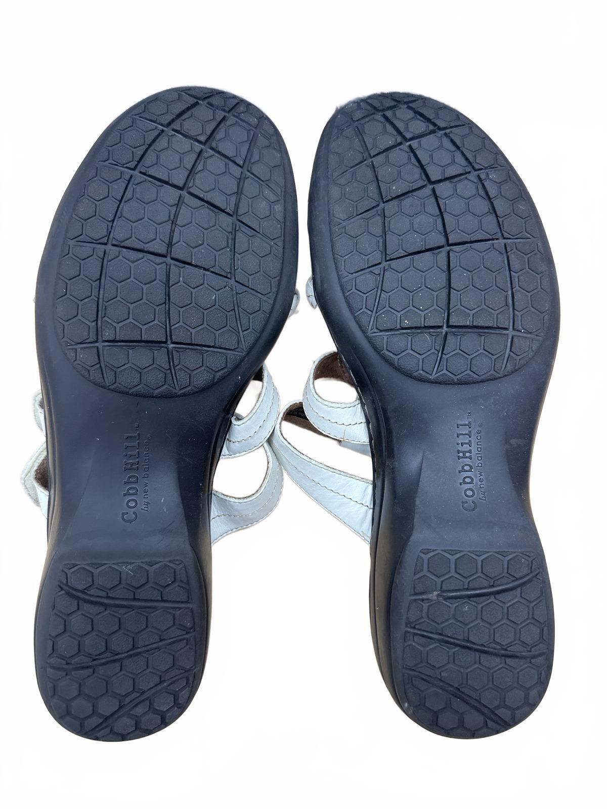 Cobb Hill White Strappy Slide Sandals with Braided and Circular Accents