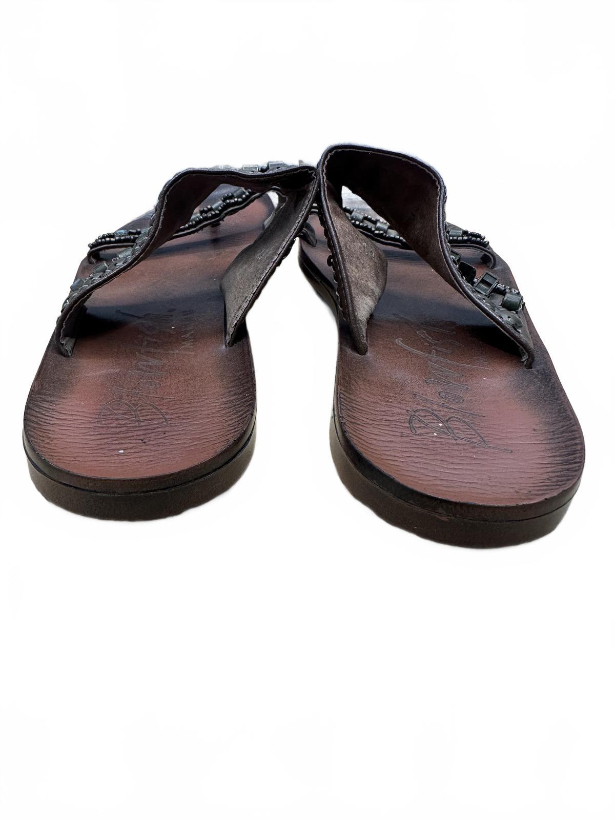 Blowfish Brown Embellished Slide Sandals Bohemian Beaded Studded Flat