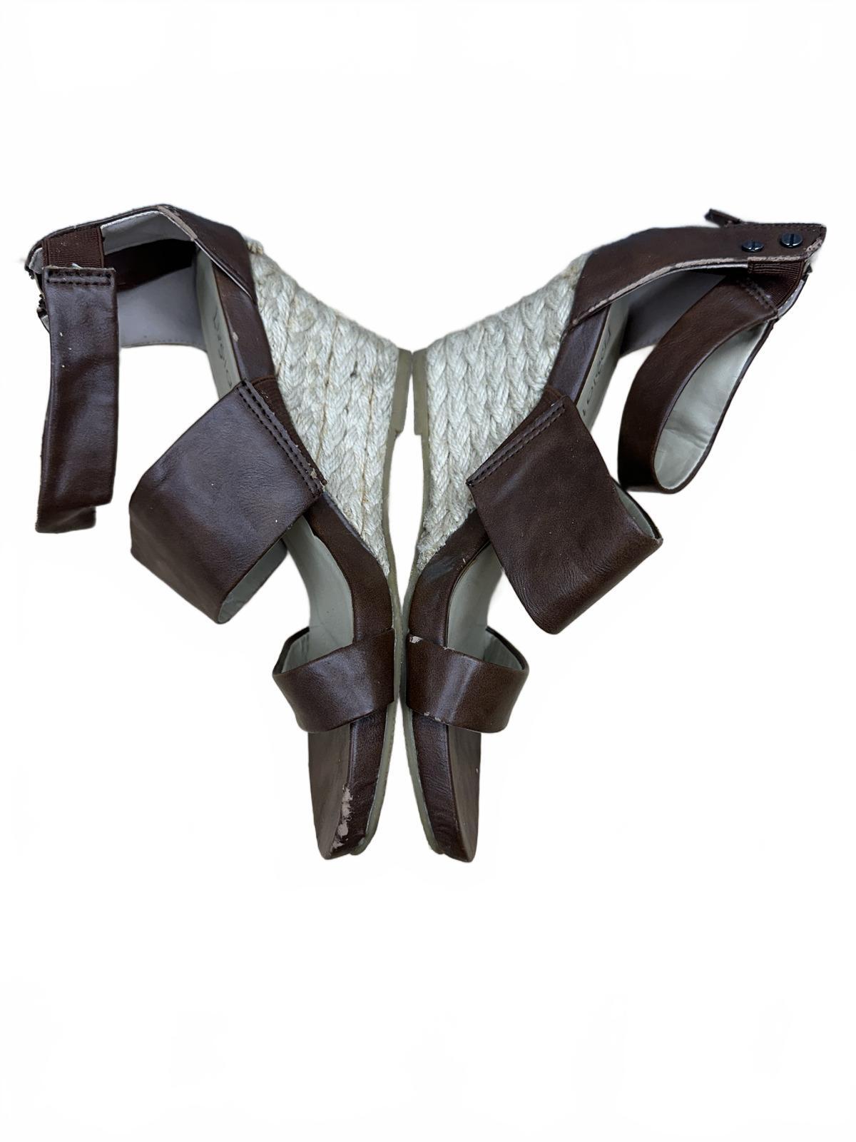 Relativity Brown Wedge Sandals Vintage Inspired with Back Zipper and Studs