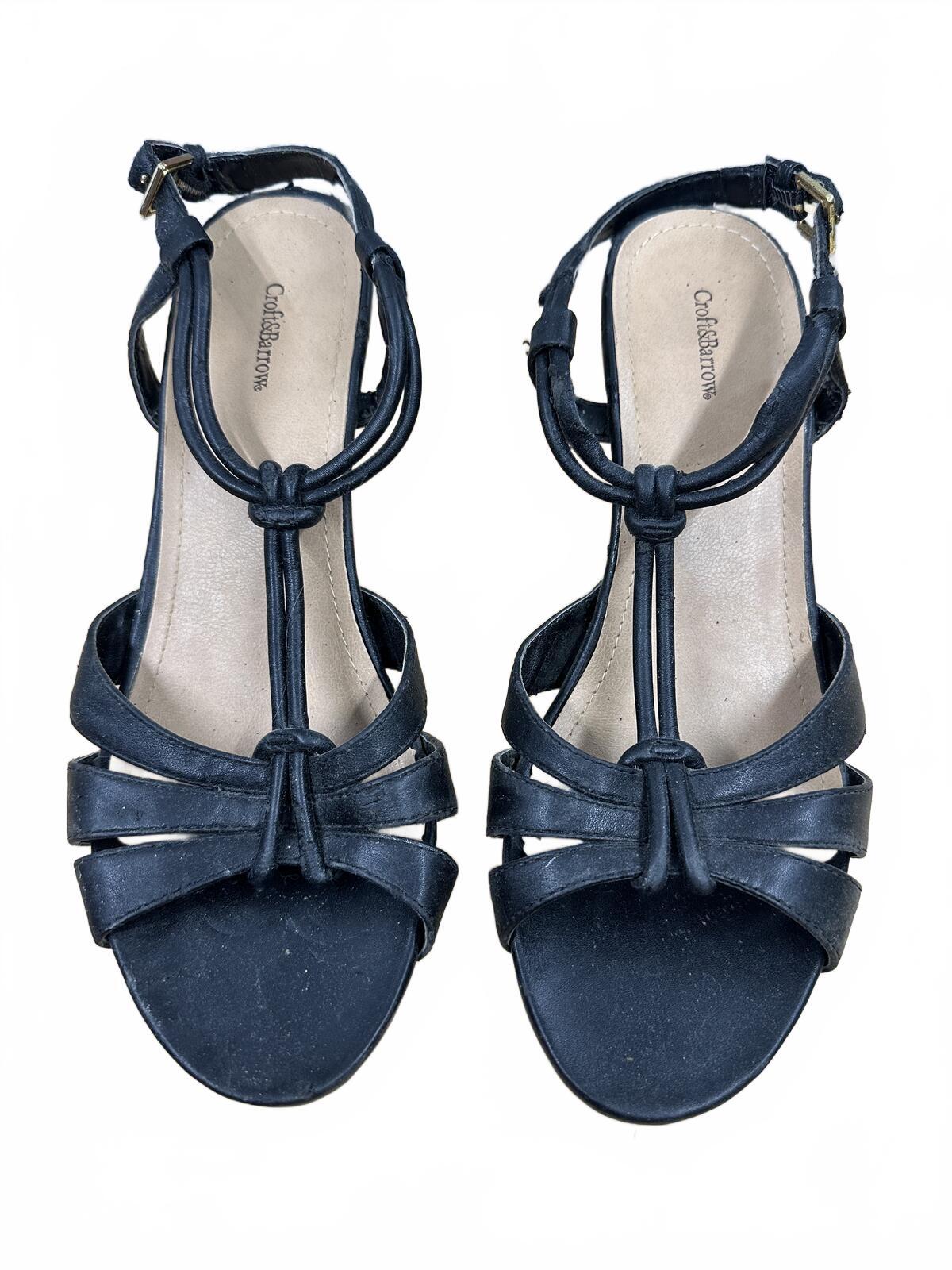 Croft & Barrow Black Strappy Slingback Heels Y2K Style Mid Heel Open Toe