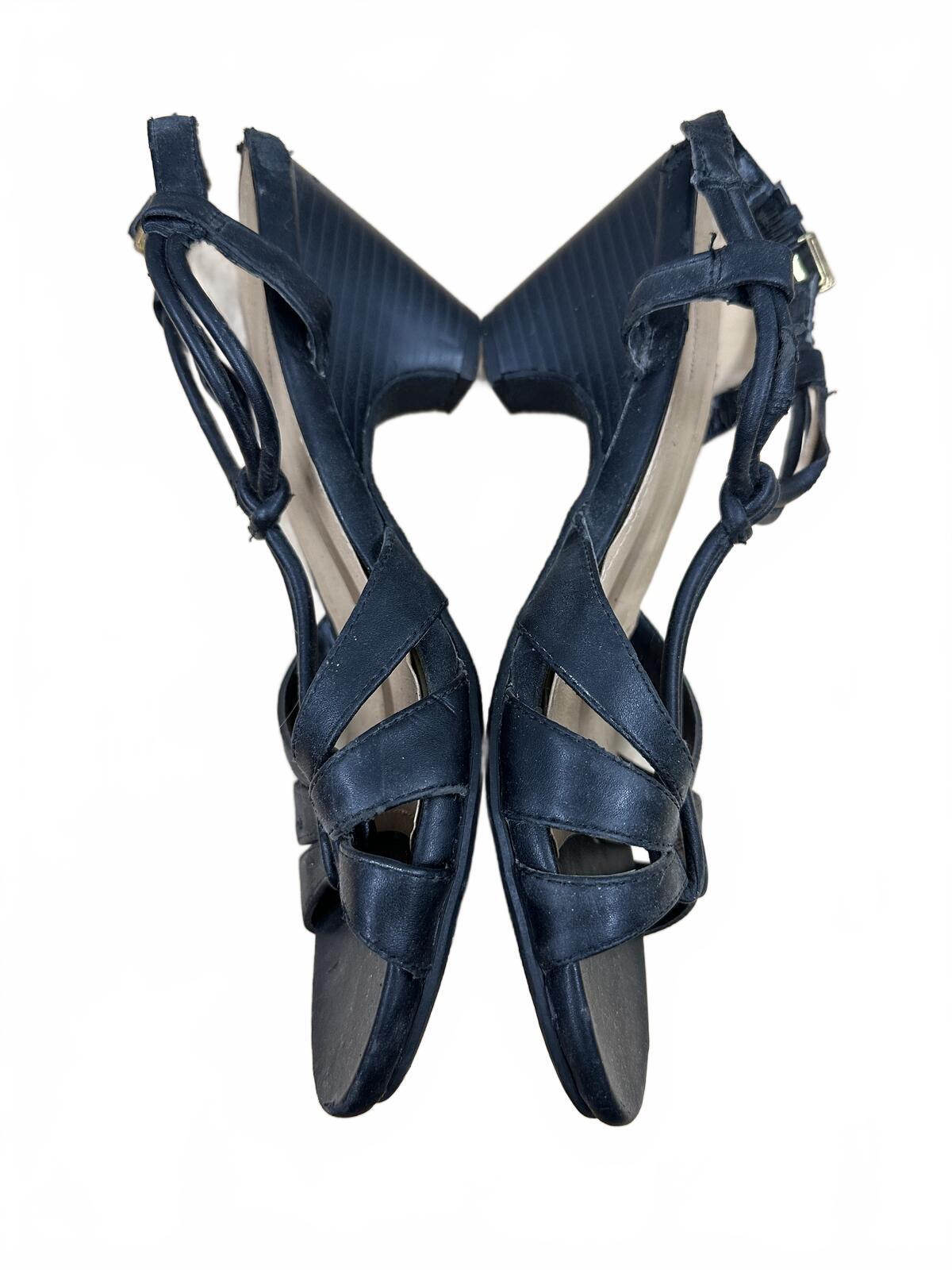 Croft & Barrow Black Strappy Slingback Heels Y2K Style Mid Heel Open Toe