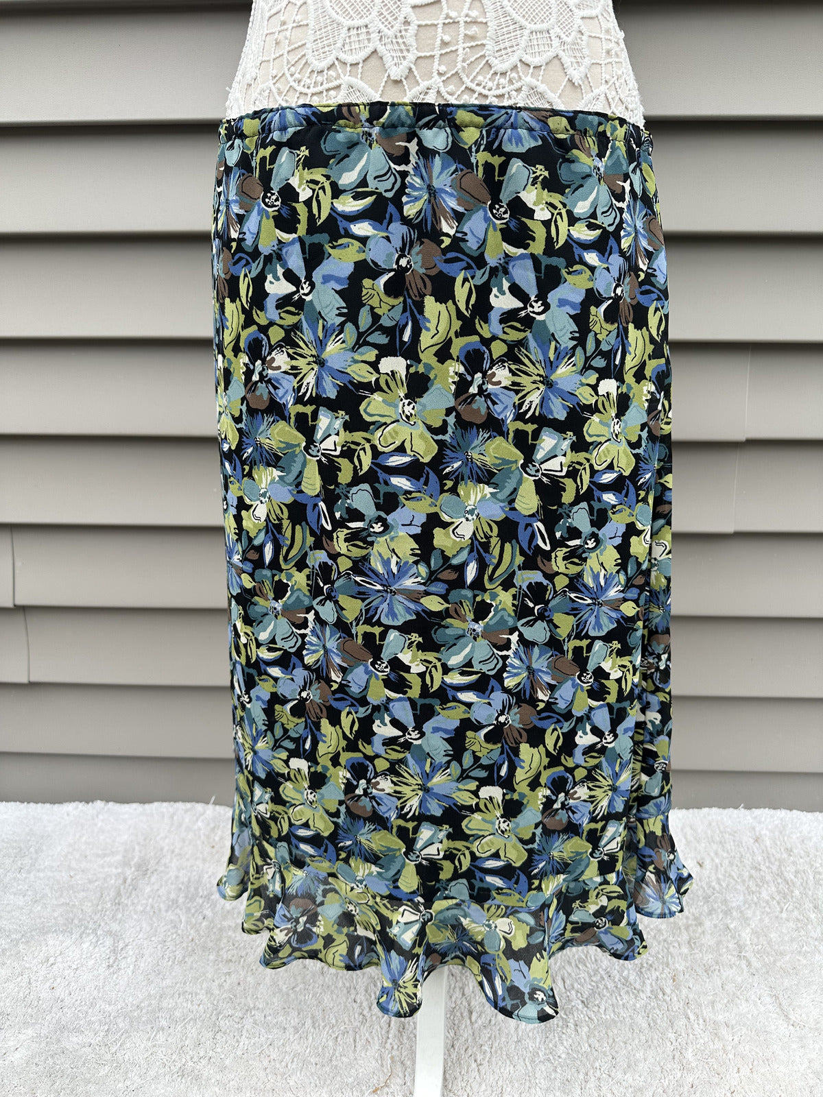Christopher & Banks Vintage Inspired Floral Ruffle Hem Skirt