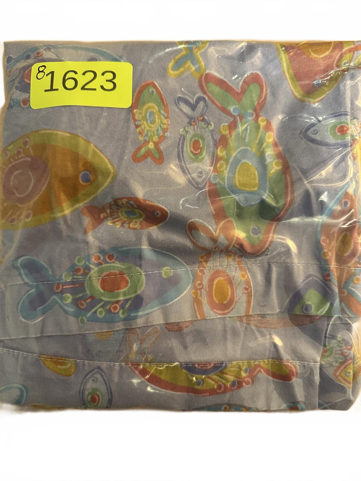 Blue Fish Print Skirt Elastic Waistband Casual Whimsical