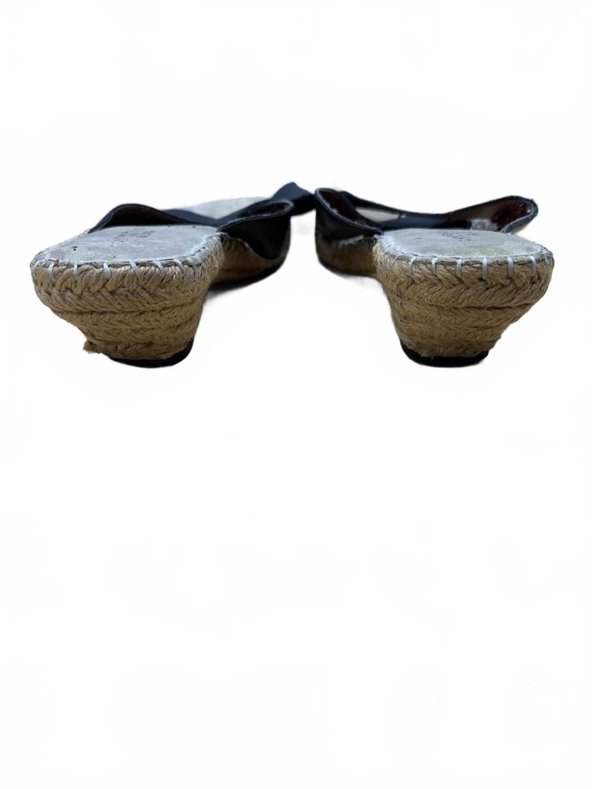 Canyon River Blues Black Espadrille Slide Sandals Natural Jute Wedge