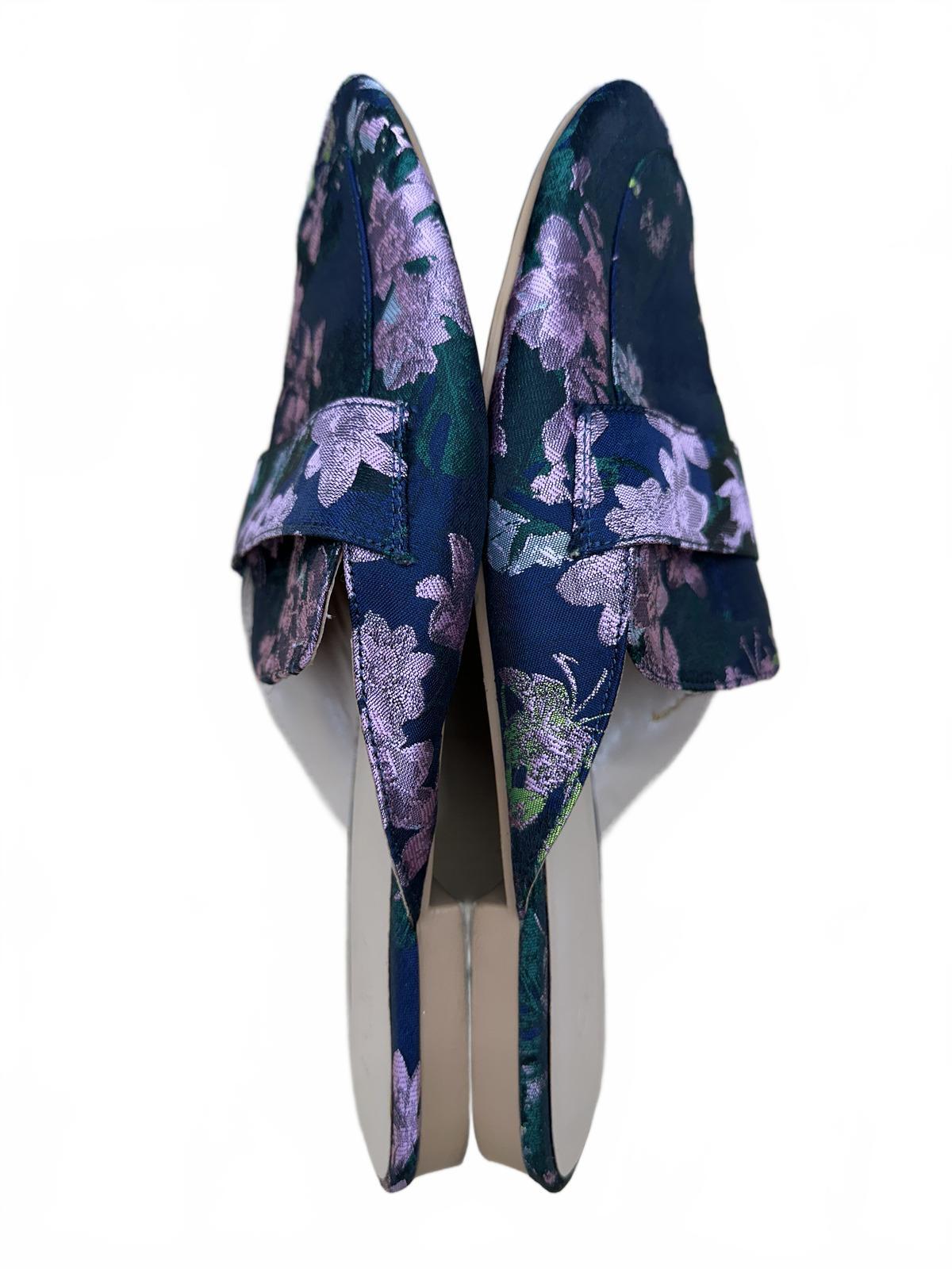 LOFT Floral Slip On Mules Navy Purple Green Flats
