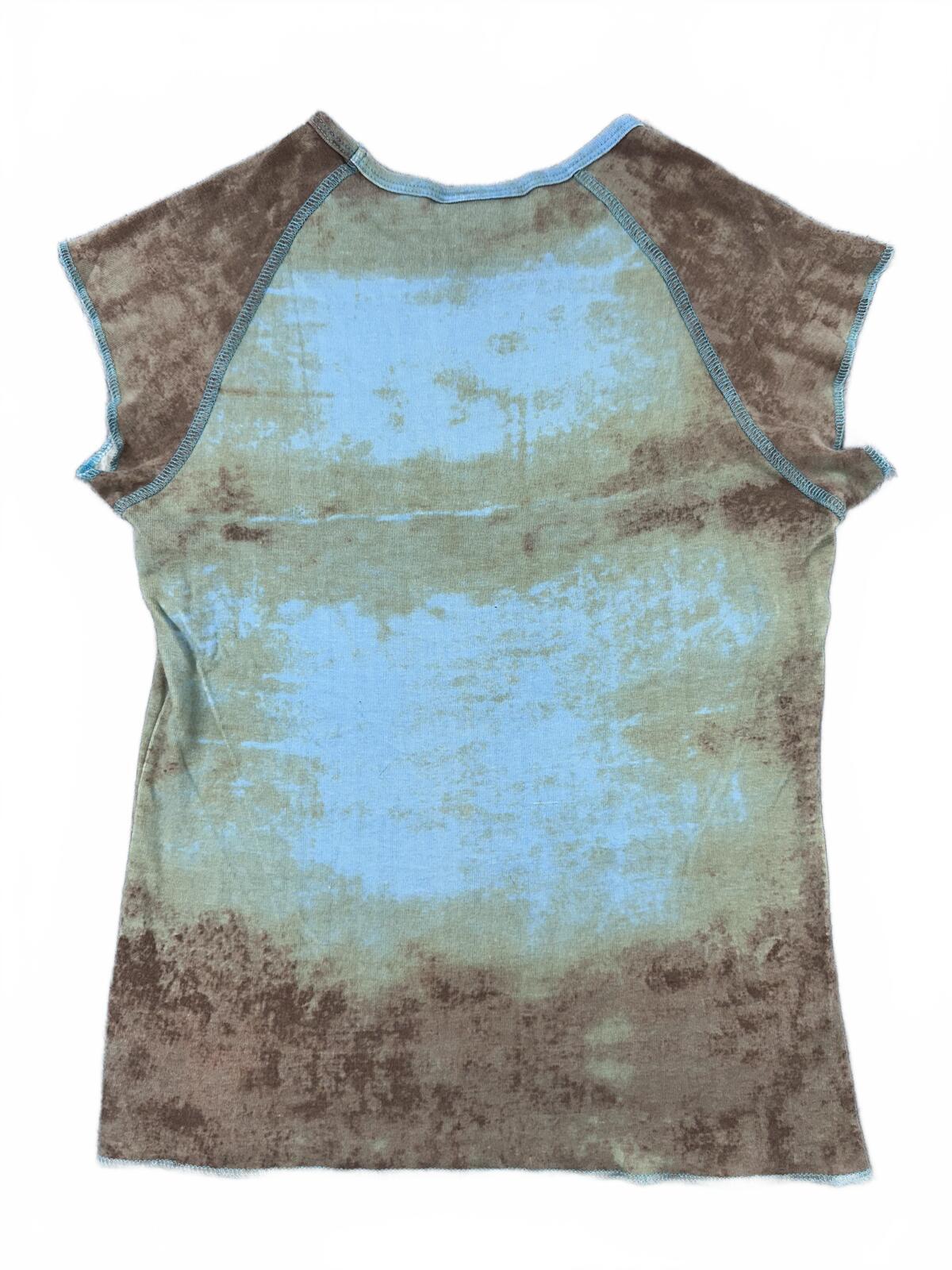 Creative Apparel Vintage Style Vacation Graphic Tee Cotton Blue Brown Tie
