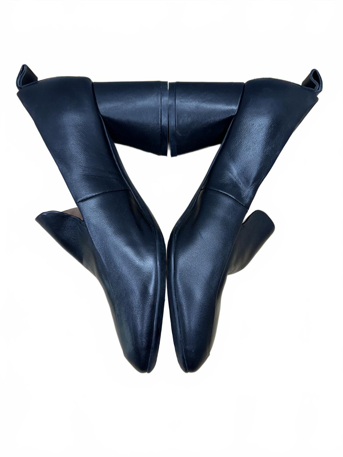 Aerosoles Black Leather Block Heel Pumps Classic