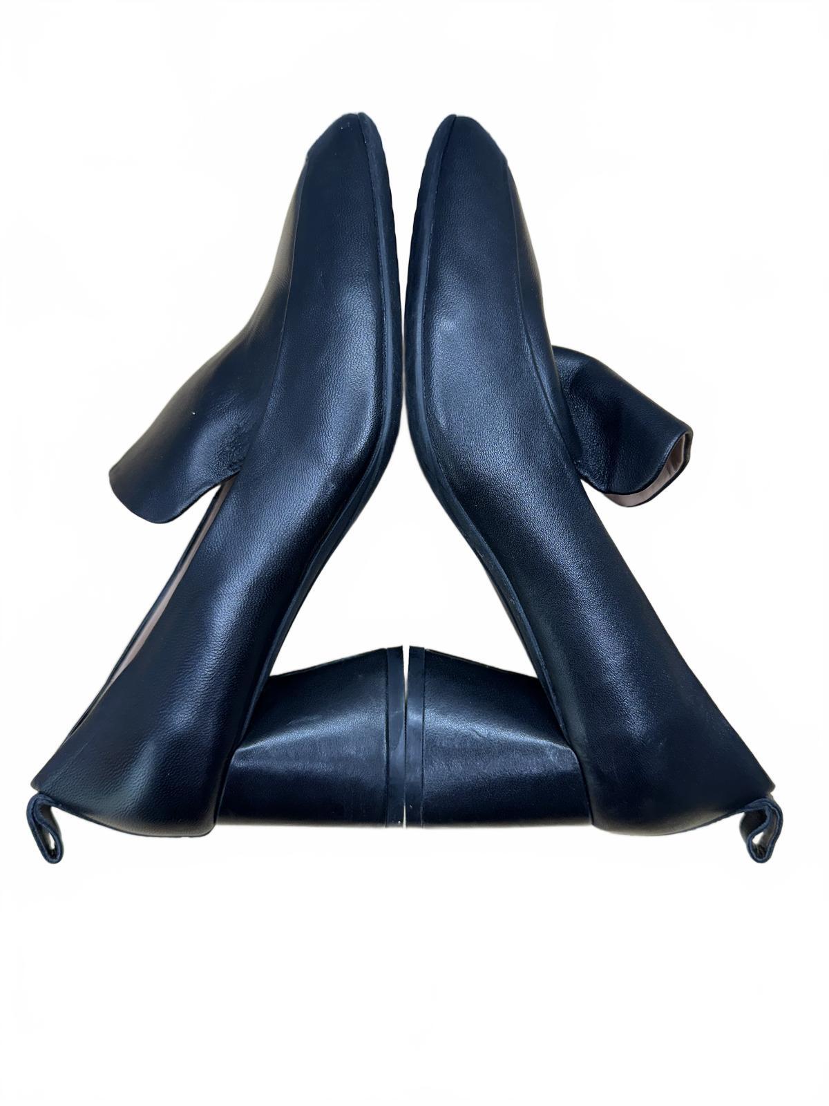 Aerosoles Black Leather Block Heel Pumps Classic