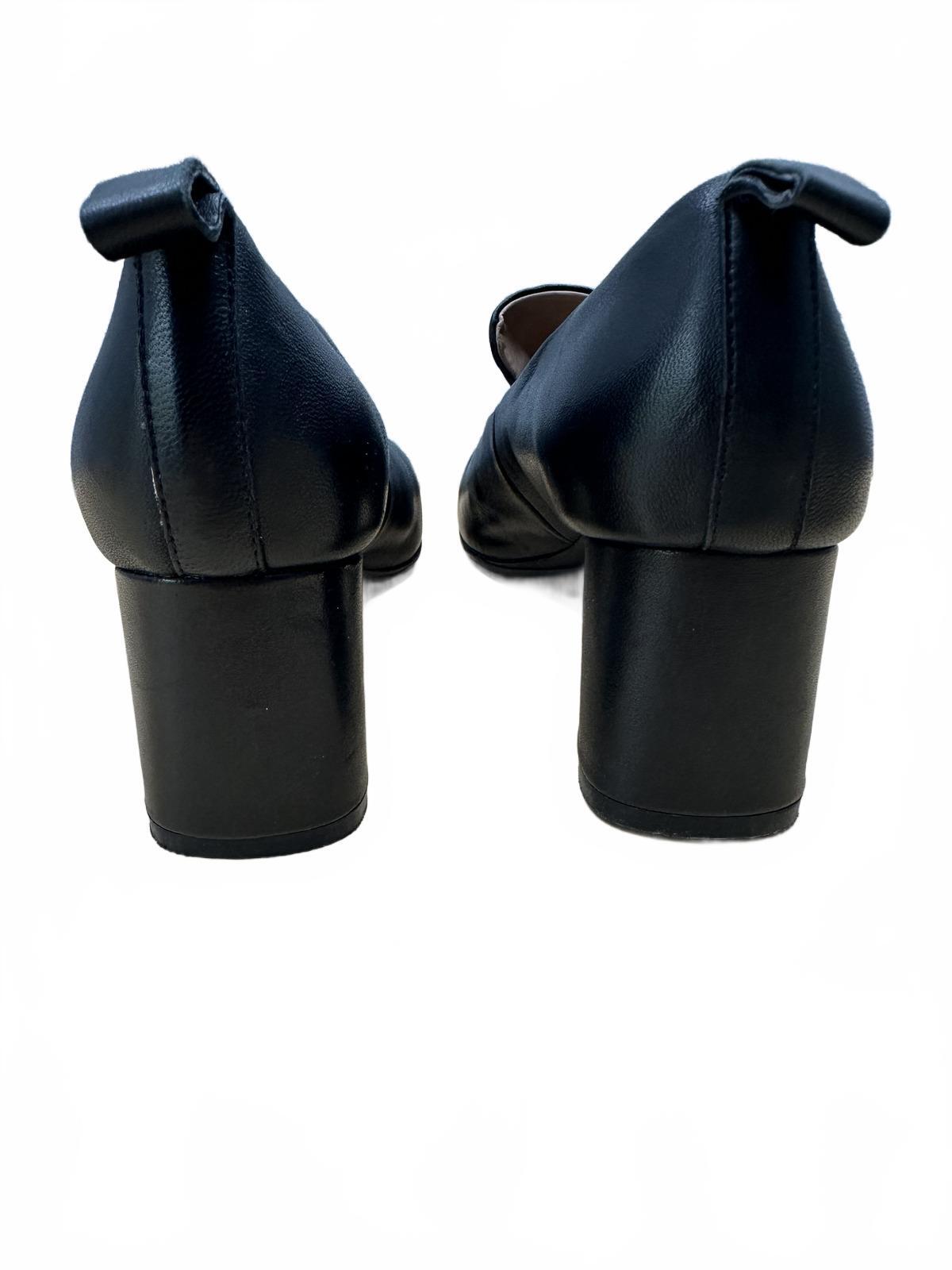 Aerosoles Black Leather Block Heel Pumps Classic