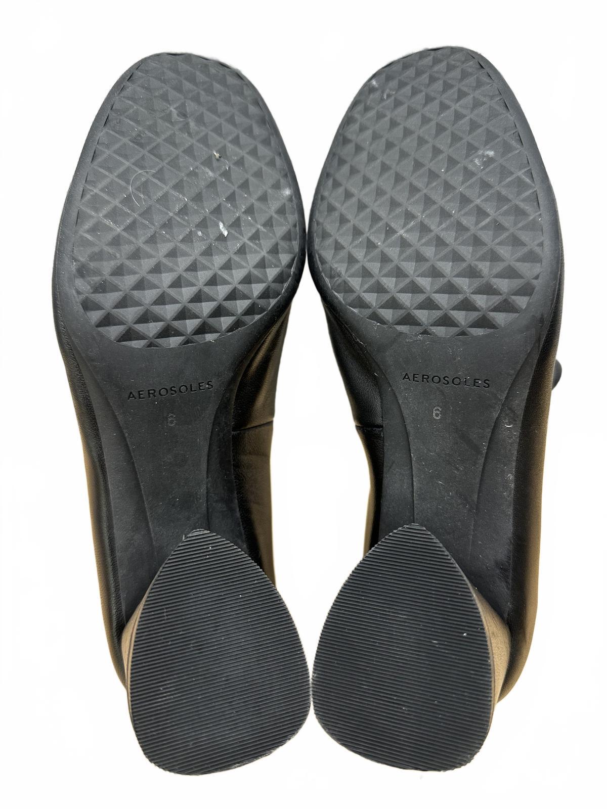 Aerosoles Black Leather Block Heel Pumps Classic