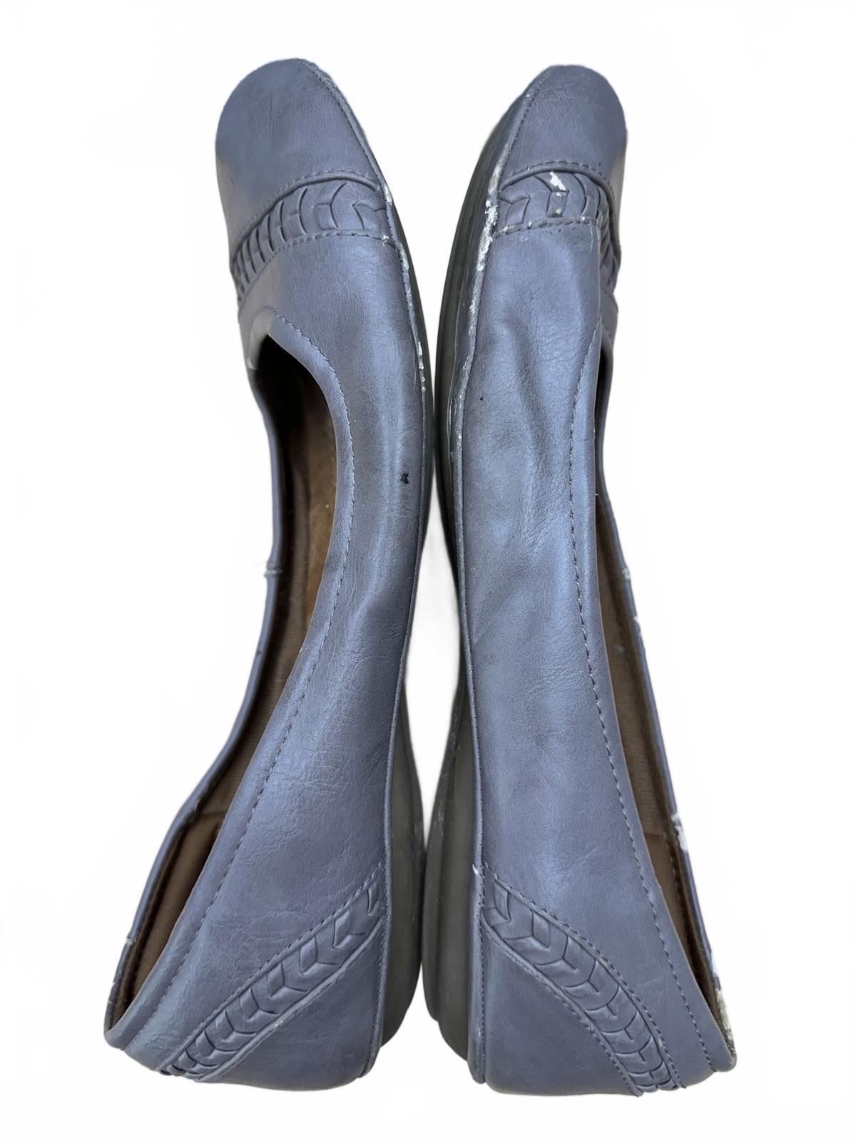 Eurosoft Gray Leather Ballet Flats Classic Comfortable Slip On Shoes