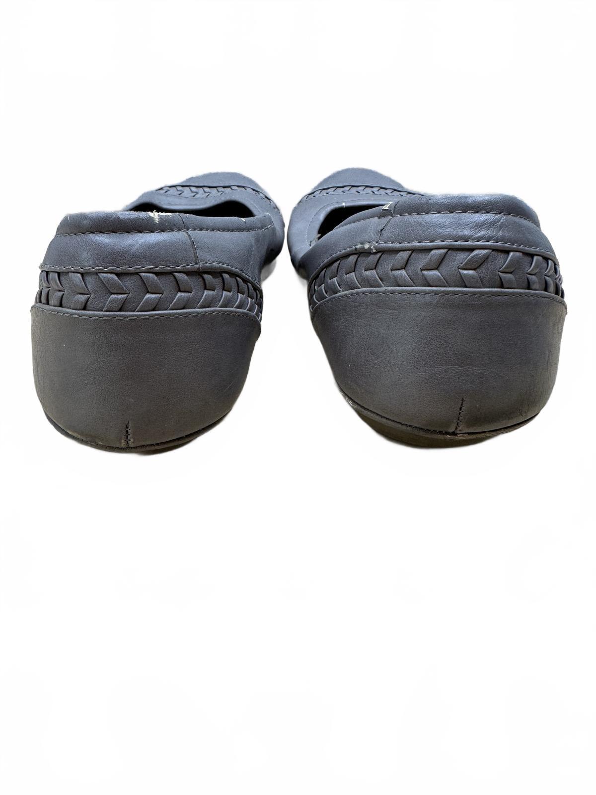 Eurosoft Gray Leather Ballet Flats Classic Comfortable Slip On Shoes