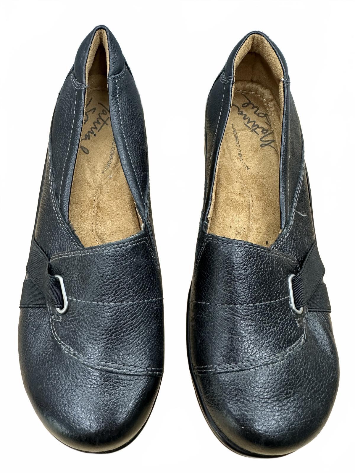 Natural Soul Black Leather Slip On Loafers Comfortable Casual Shoes