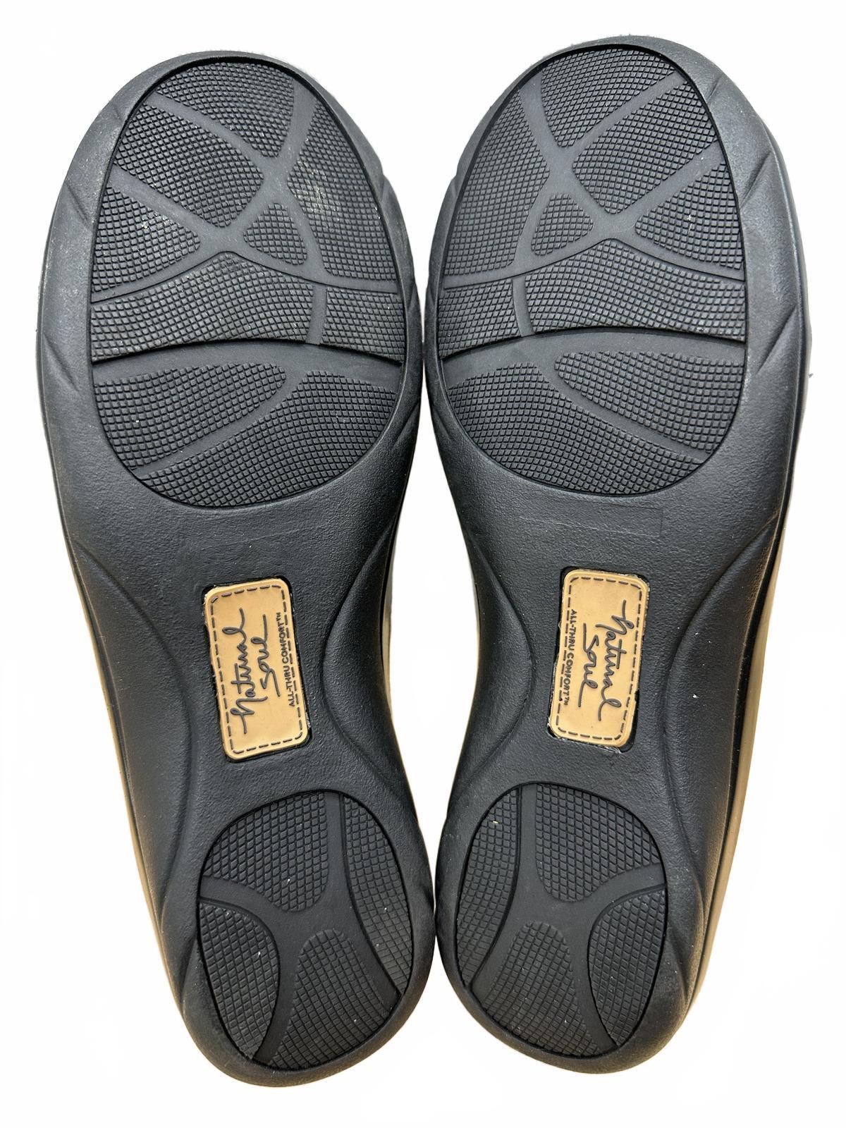 Natural Soul Black Leather Slip On Loafers Comfortable Casual Shoes