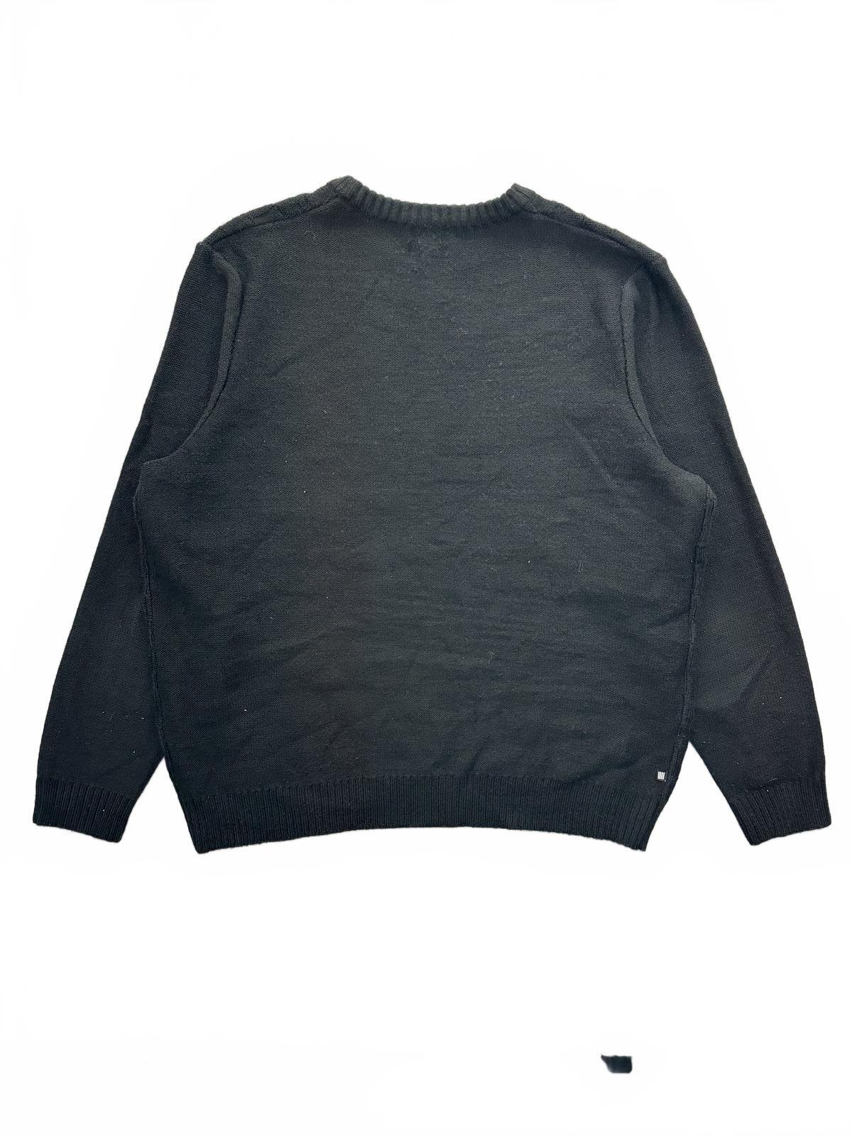 Geoffrey Beene Classic Black Textured Checkerboard Crew Neck Sweater