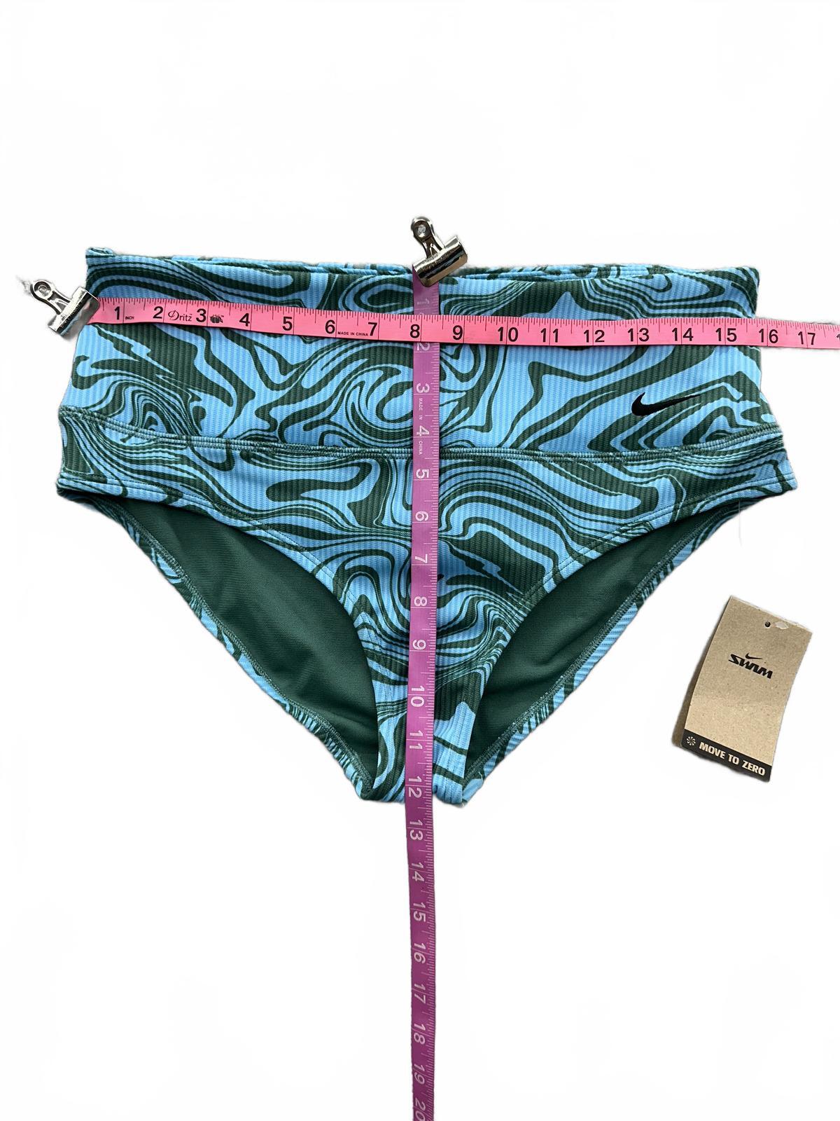 NWT Nike Swim High Waist Bikini Bottoms Blue Green Swirl Y2K Retro Sustainable