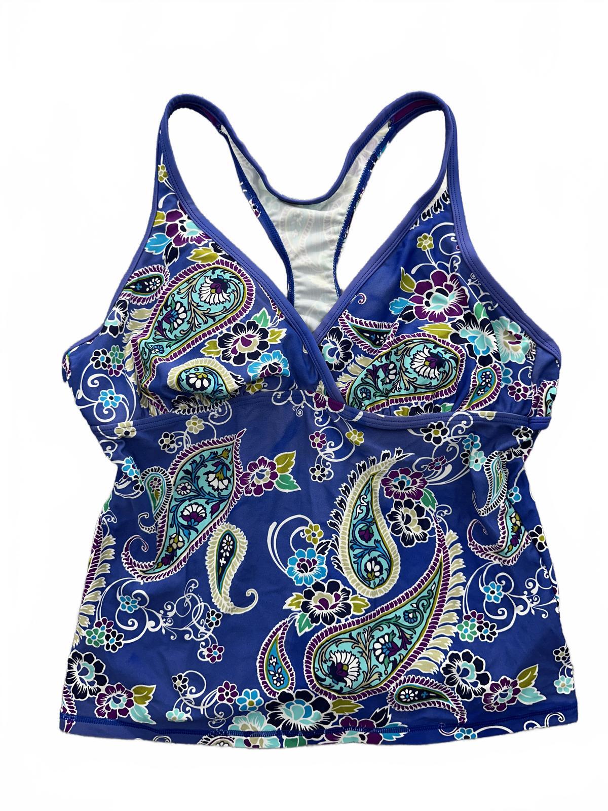 Sonoma Life + Style Blue Paisley Racerback Tankini Top