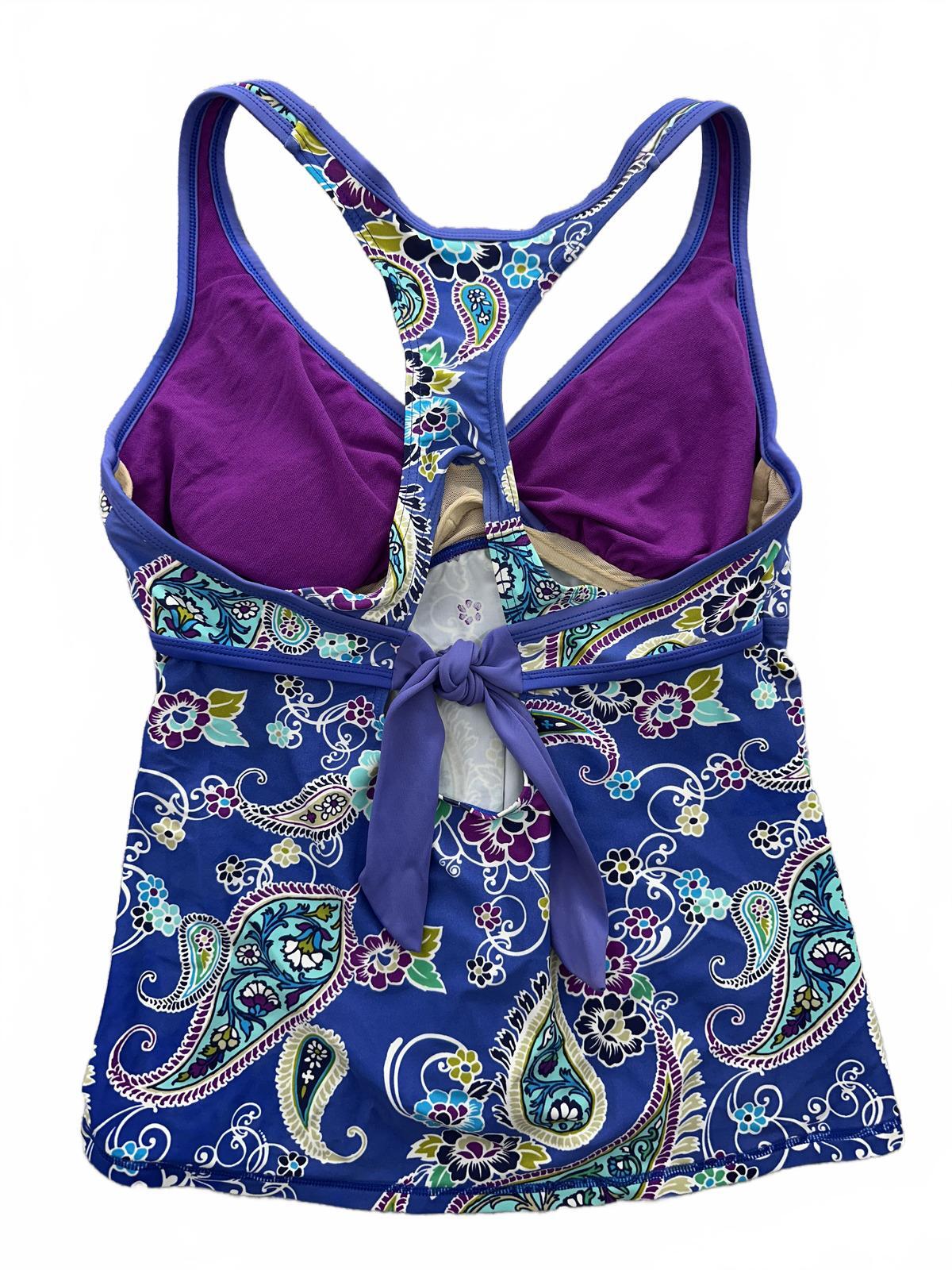 Sonoma Life + Style Blue Paisley Racerback Tankini Top