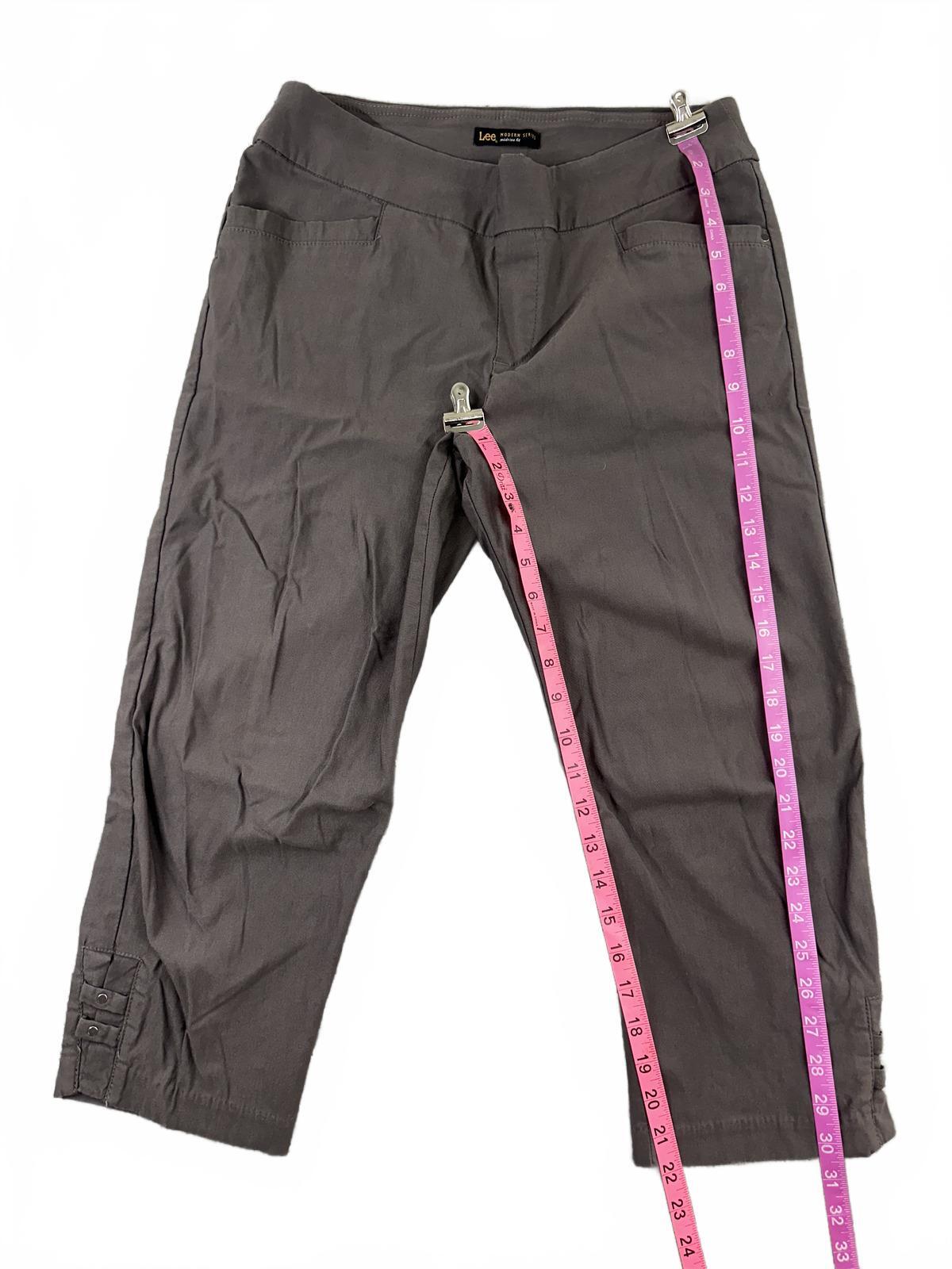 Lee Modern Series Gray Midrise Capri Pants with Side Buckle Detail