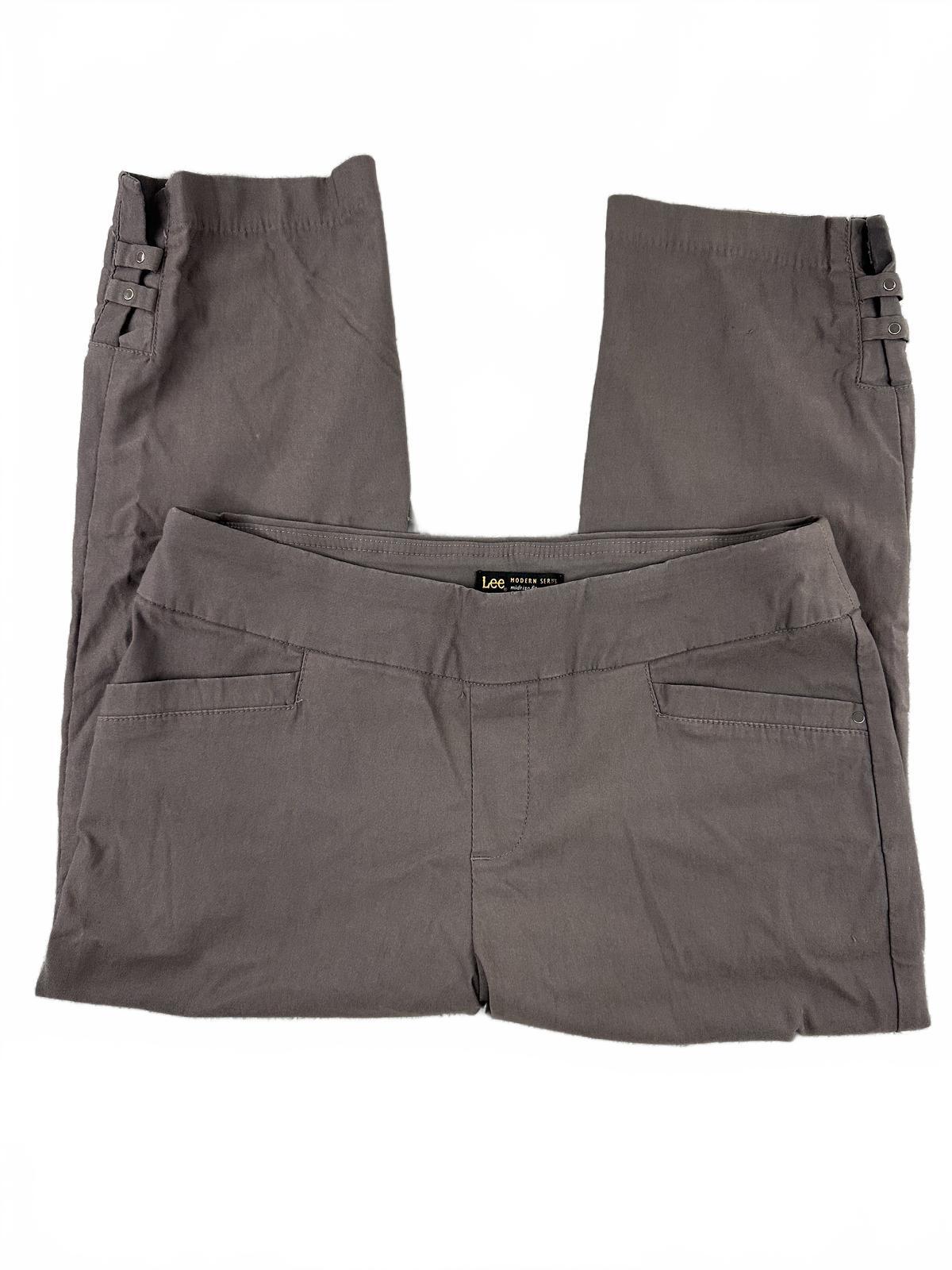 Lee Modern Series Gray Midrise Capri Pants with Side Buckle Detail