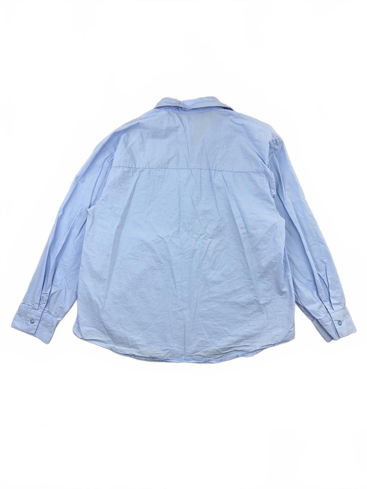 ZARA Light Blue Embellished Button Up Shirt with Silver Sparkle Details