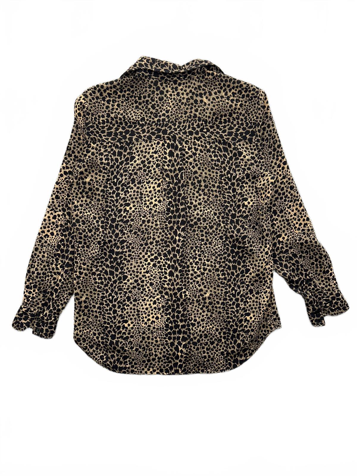 Liz Claiborne Lizsport Brown Animal Print Button Up Blouse