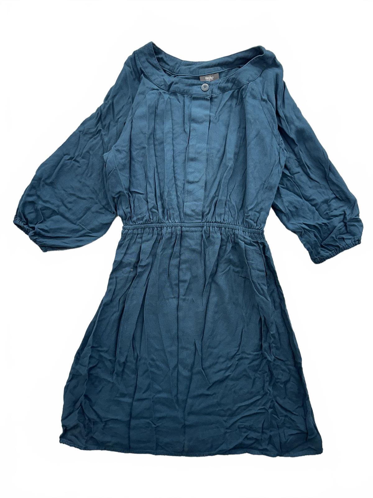 Mossimo Blue Rayon Dress Boho Casual Vintage Inspired Long Sleeve