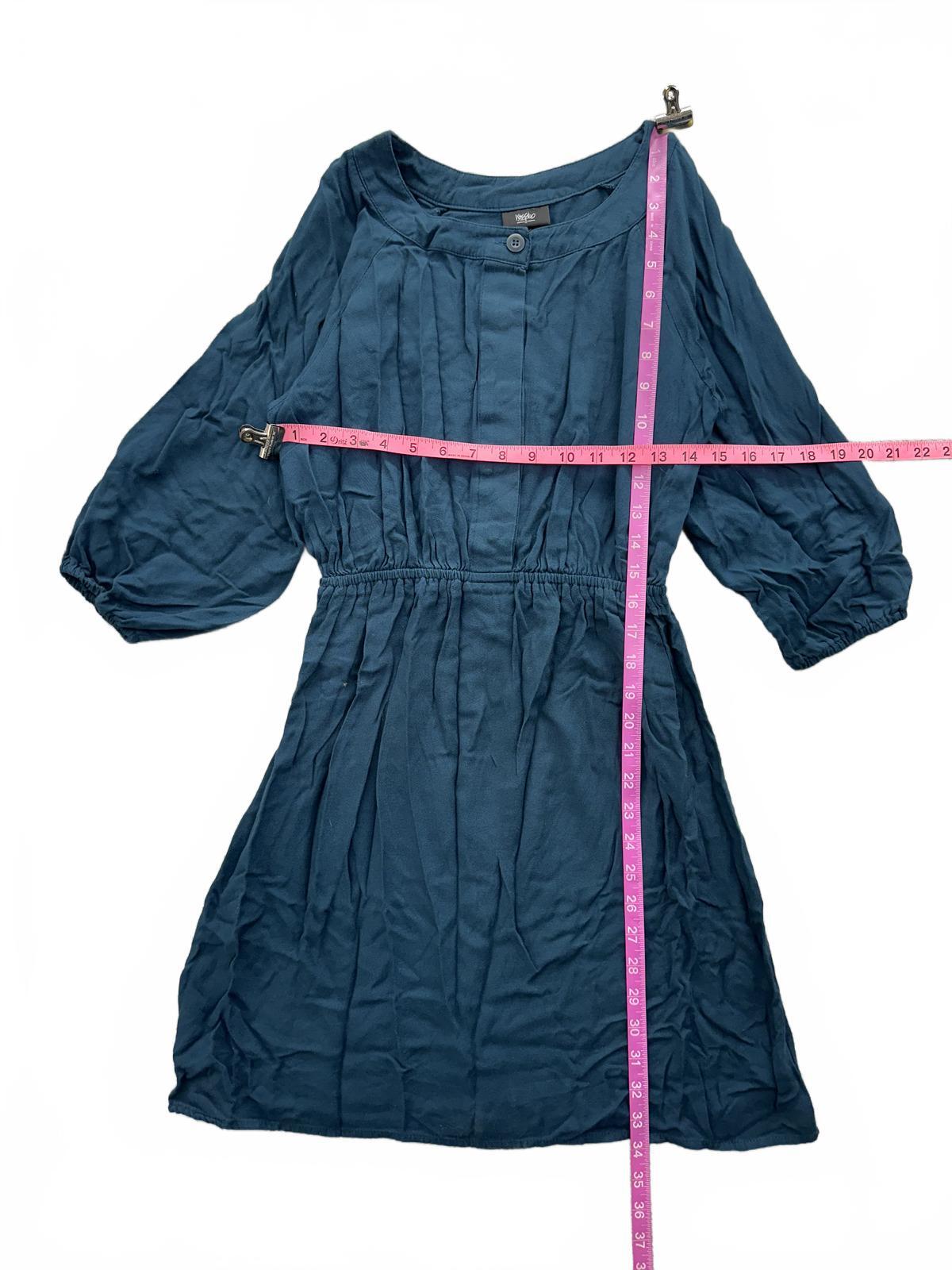 Mossimo Blue Rayon Dress Boho Casual Vintage Inspired Long Sleeve