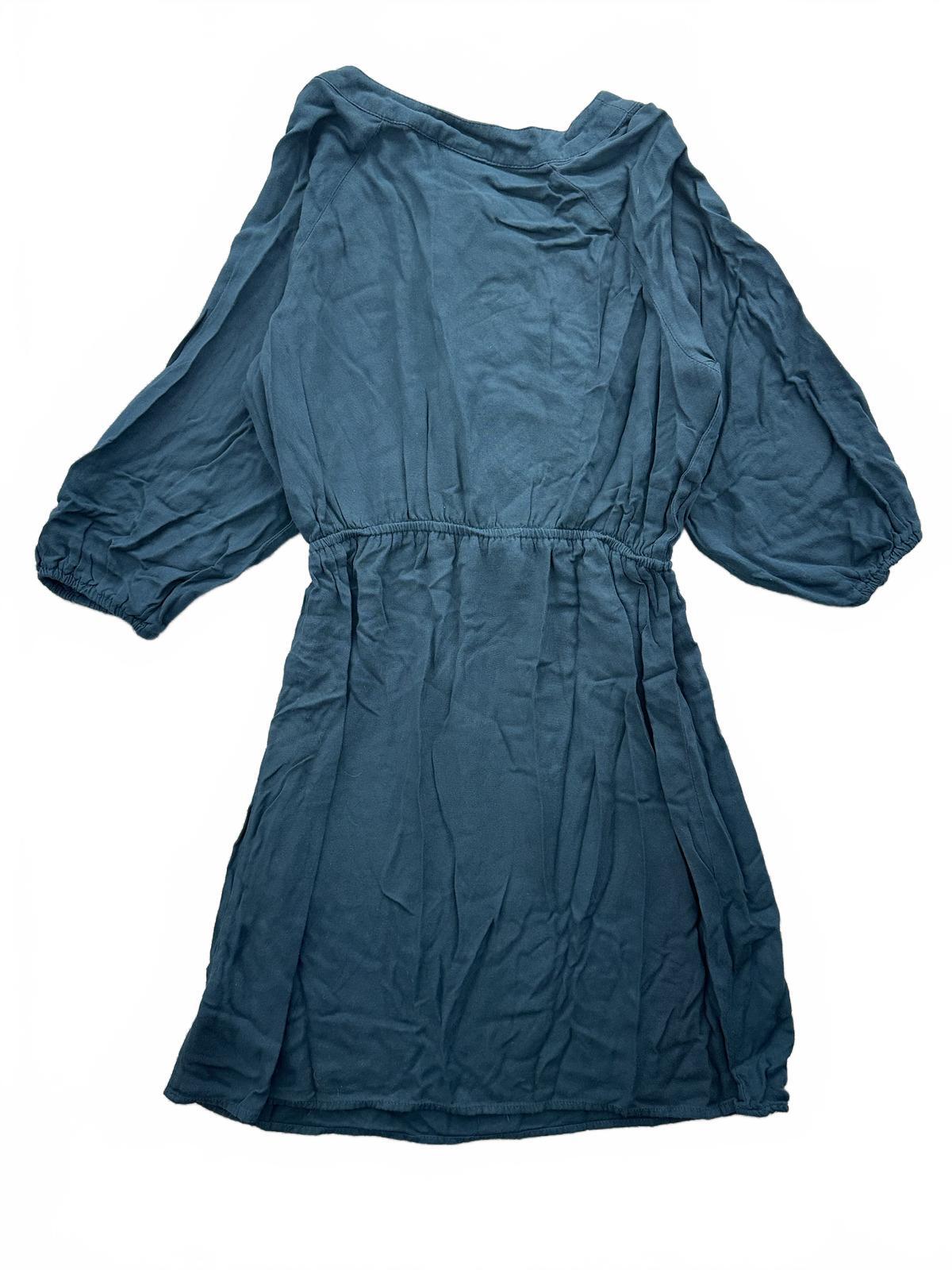 Mossimo Blue Rayon Dress Boho Casual Vintage Inspired Long Sleeve