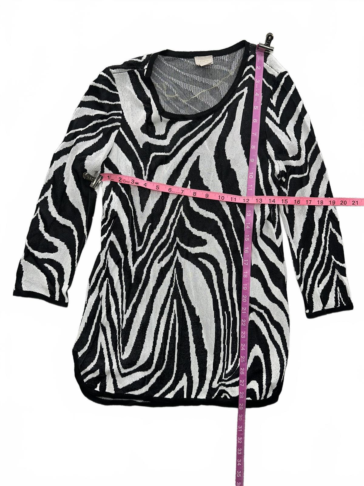 Chico's Black and White Zebra Print Lightweight Sweater