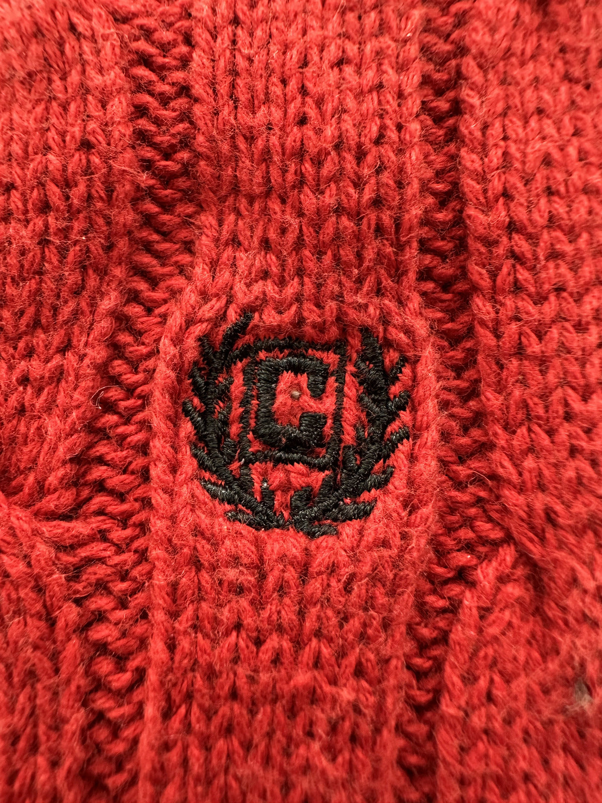 Chaps Red Cable Knit V Neck Sweater Cozy Classic