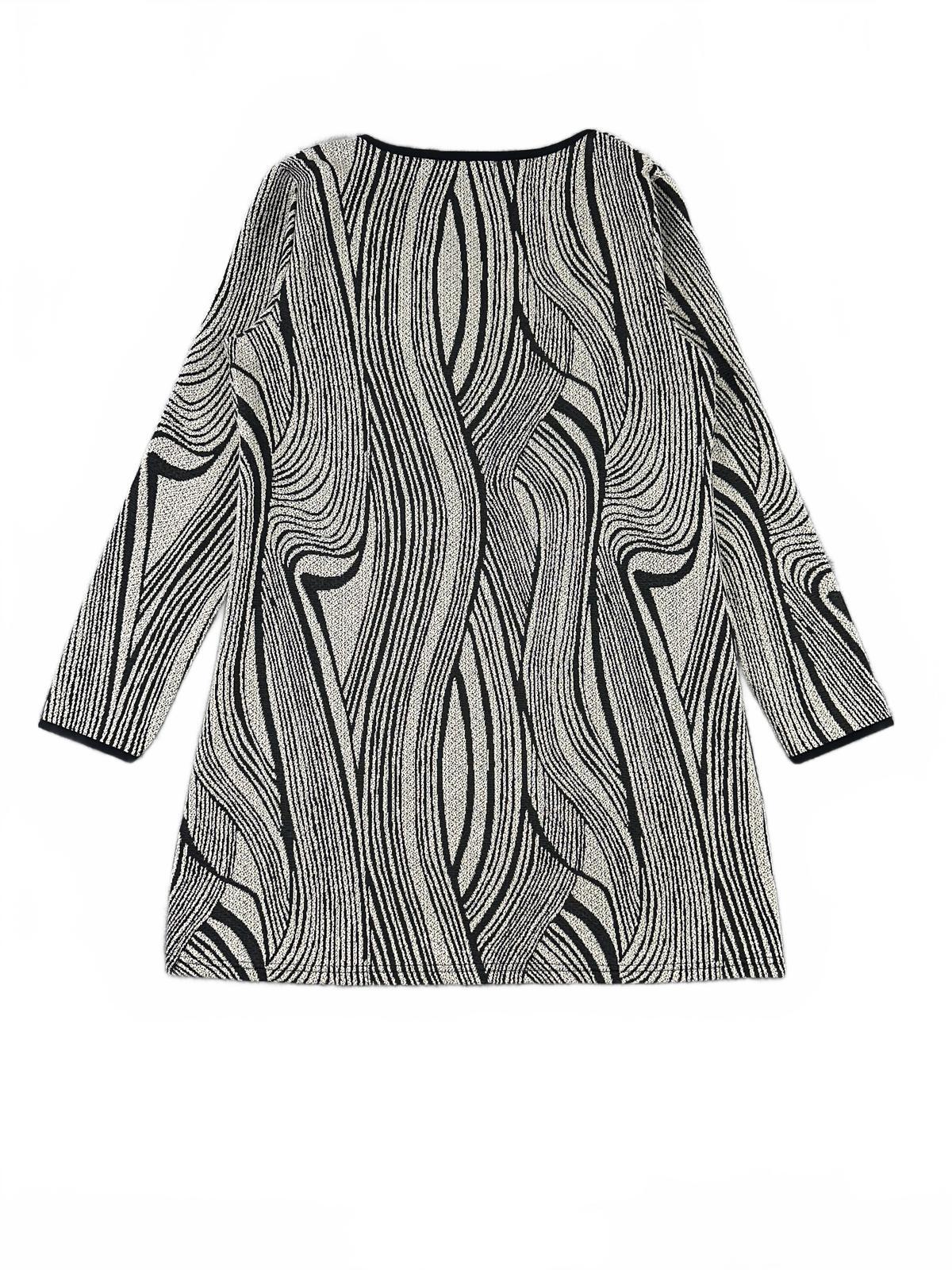 Creation Black and Cream Abstract Swirl Knit Cardigan