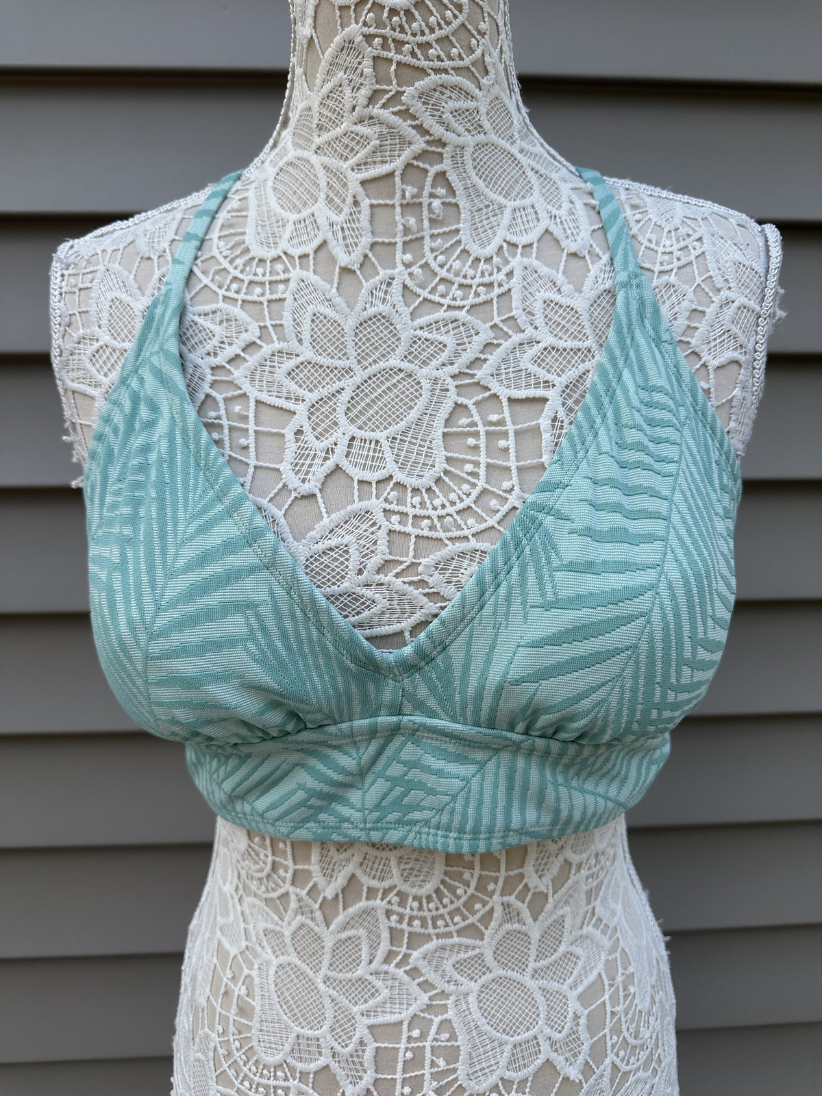 Freshwater Light Blue Palm Leaf Swimsuit