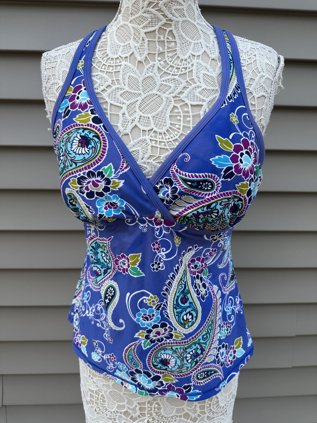 Sonoma Life + Style Blue Paisley Racerback Tankini Top