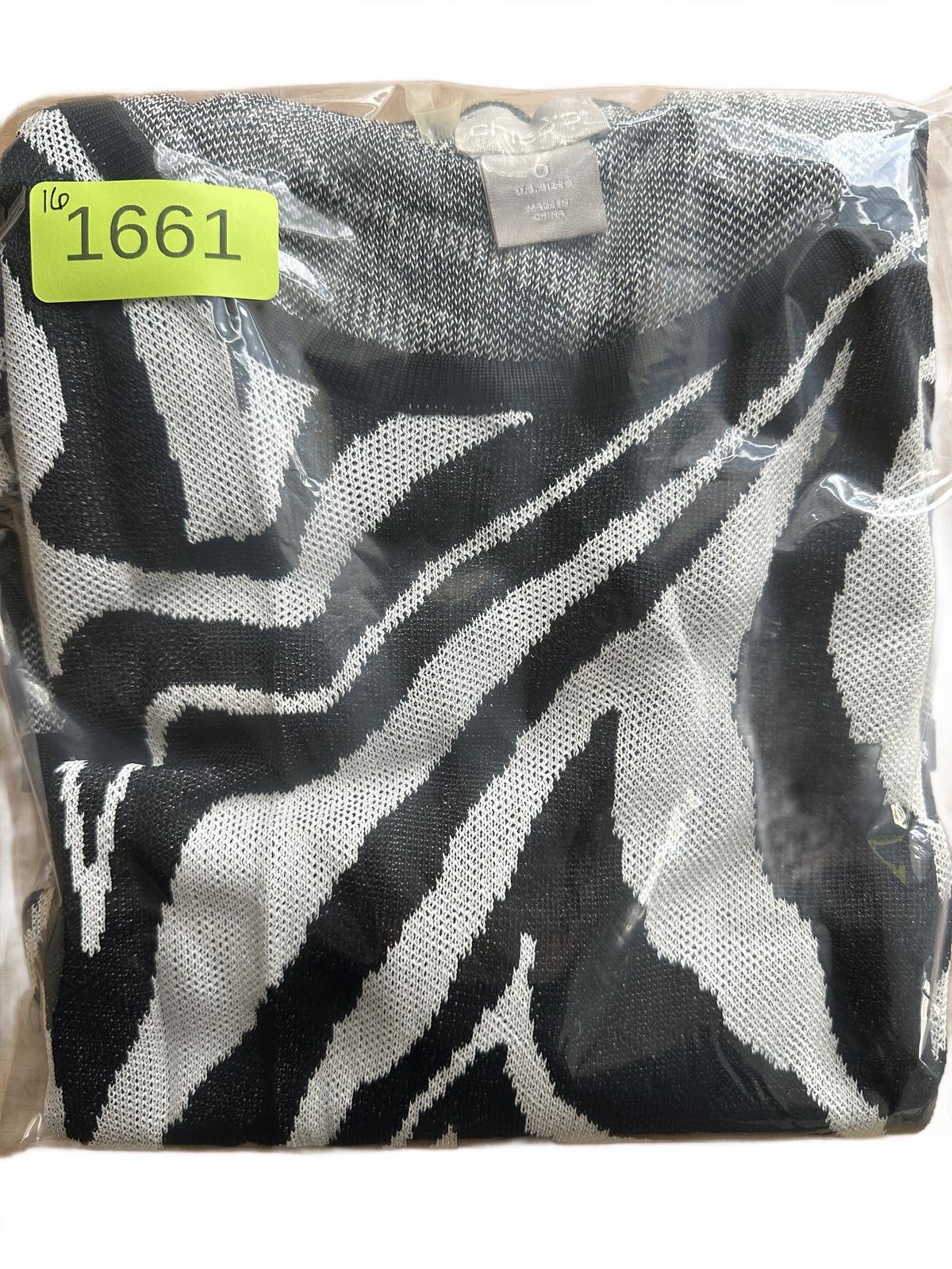 Chico's Black and White Zebra Print Lightweight Sweater