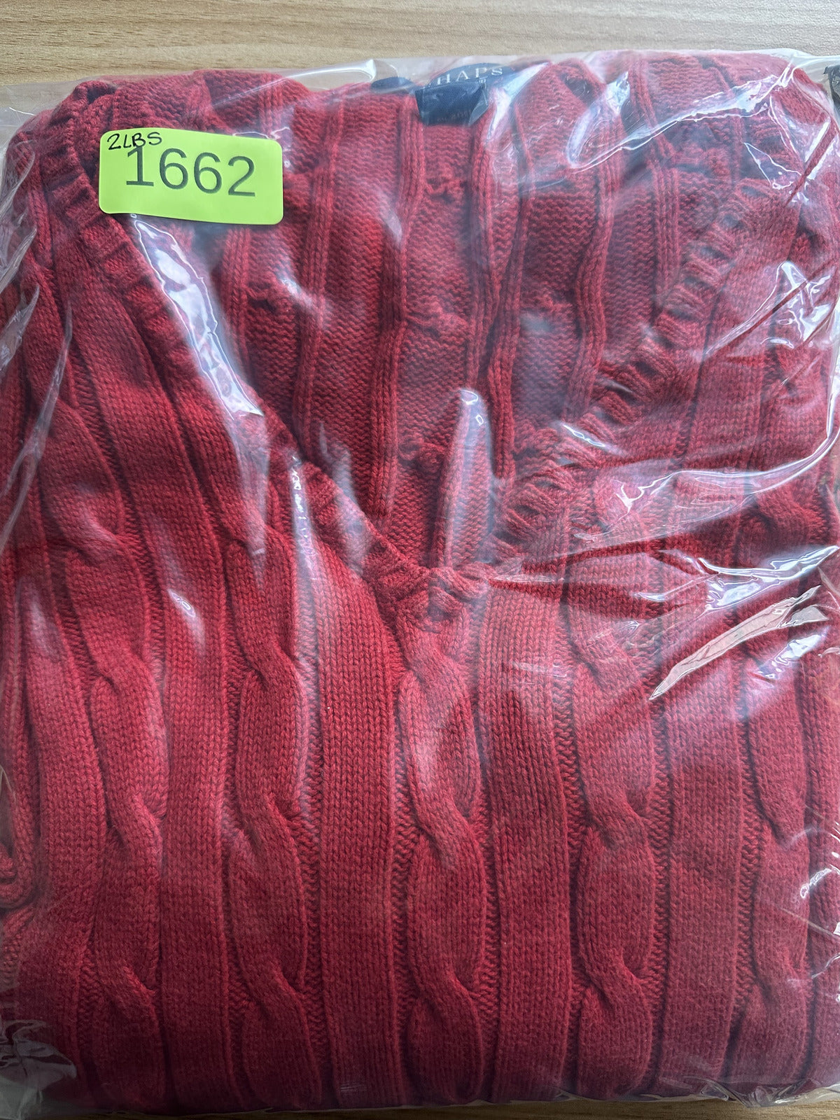 Chaps Red Cable Knit V Neck Sweater Cozy Classic
