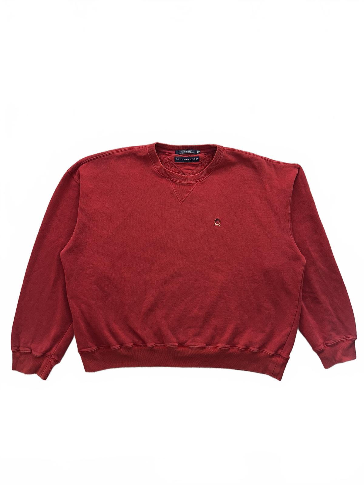Tommy Hilfiger Vintage Red Crewneck Sweatshirt Classic American Retro