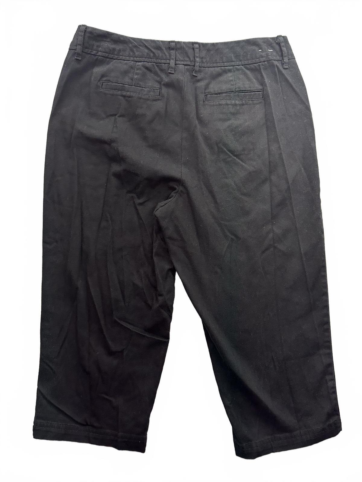 St. Johns Bay Black Stretch Capri Pants Cropped Casual Office Wear