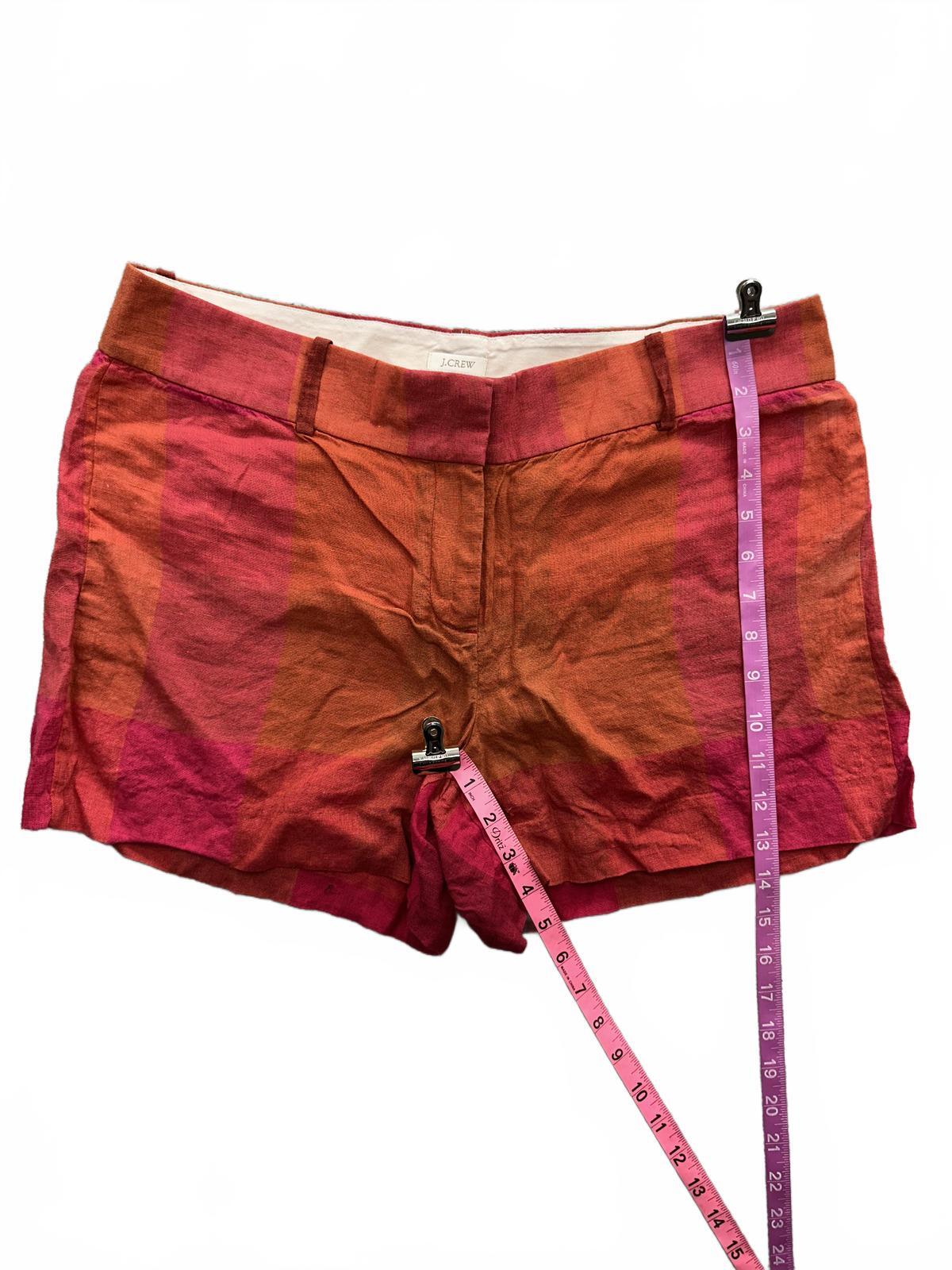 J.Crew Colorblock Linen Shorts in Warm Orange and Pink