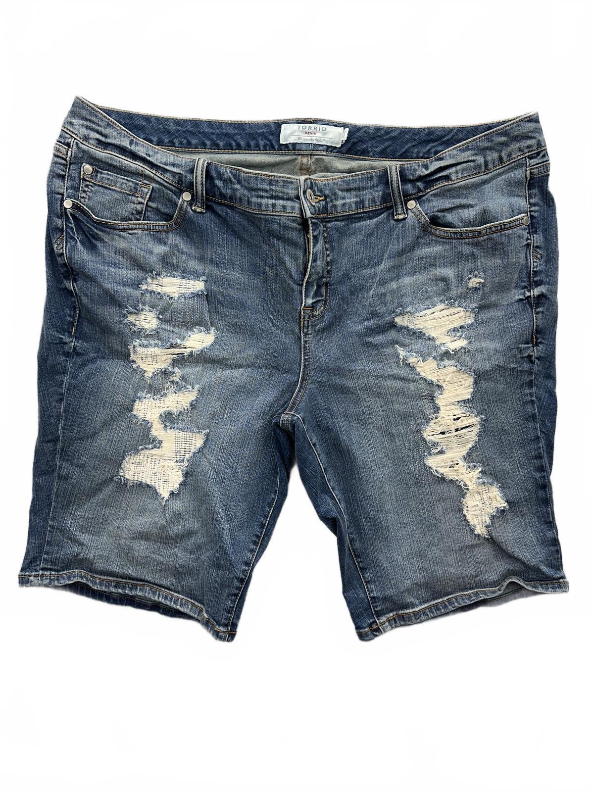 Torrid Distressed Denim Shorts Blue Ripped Y2K Style Casual