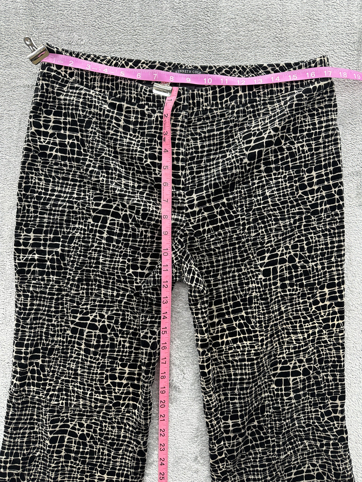Kenneth Cole New York Black and White Abstract Pattern Flared Pants