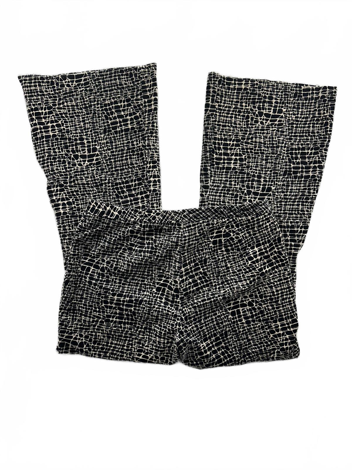 Kenneth Cole New York Black and White Abstract Pattern Flared Pants