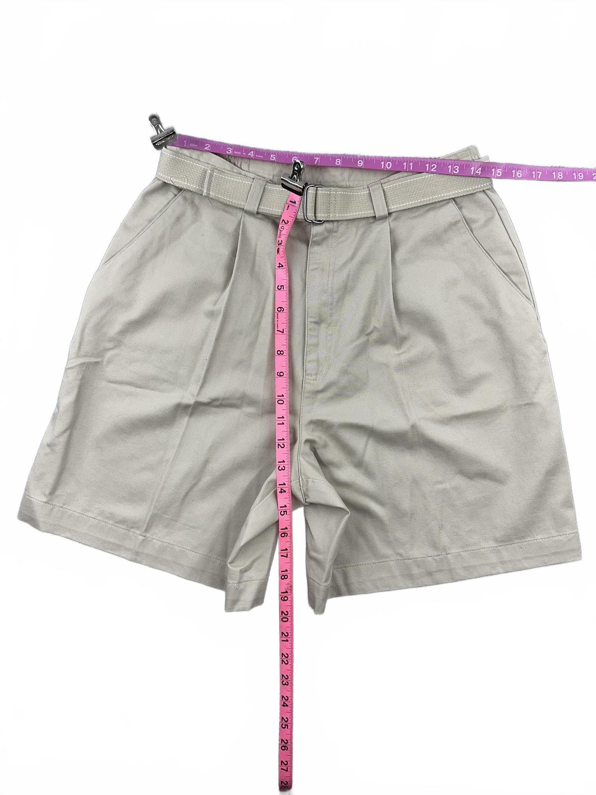 St. John's Bay Beige Cotton Casual Shorts with Built In Belt Classic Preppy