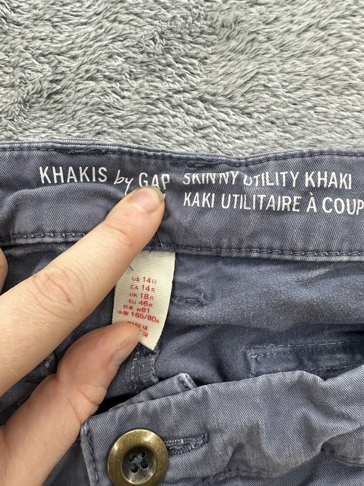 Gap Khakis Skinny Utility Khaki Pants Gray Vintage Style