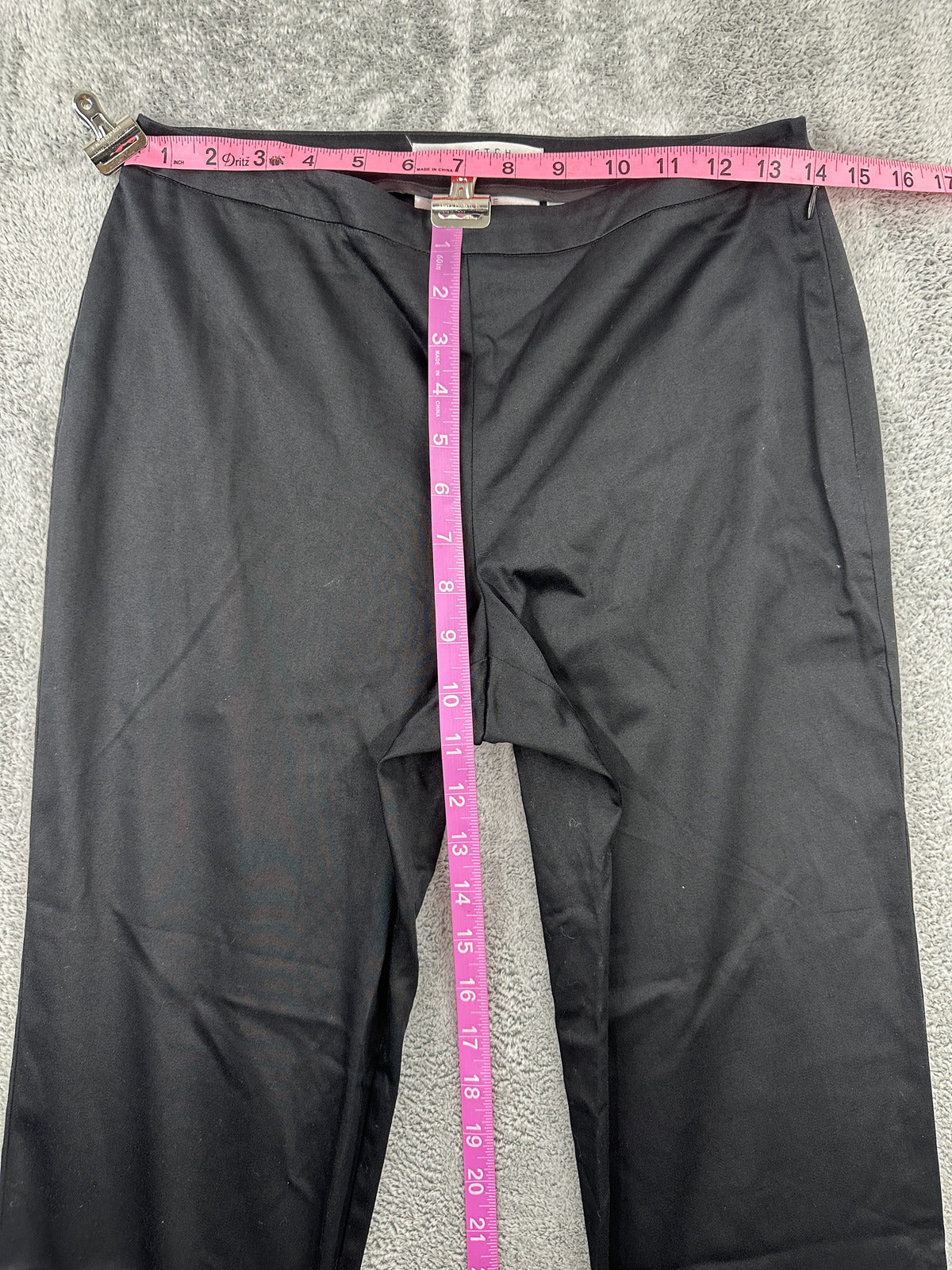 Nine & Co. Black Cropped Pants with White Floral Embroidery and Scalloped Hems